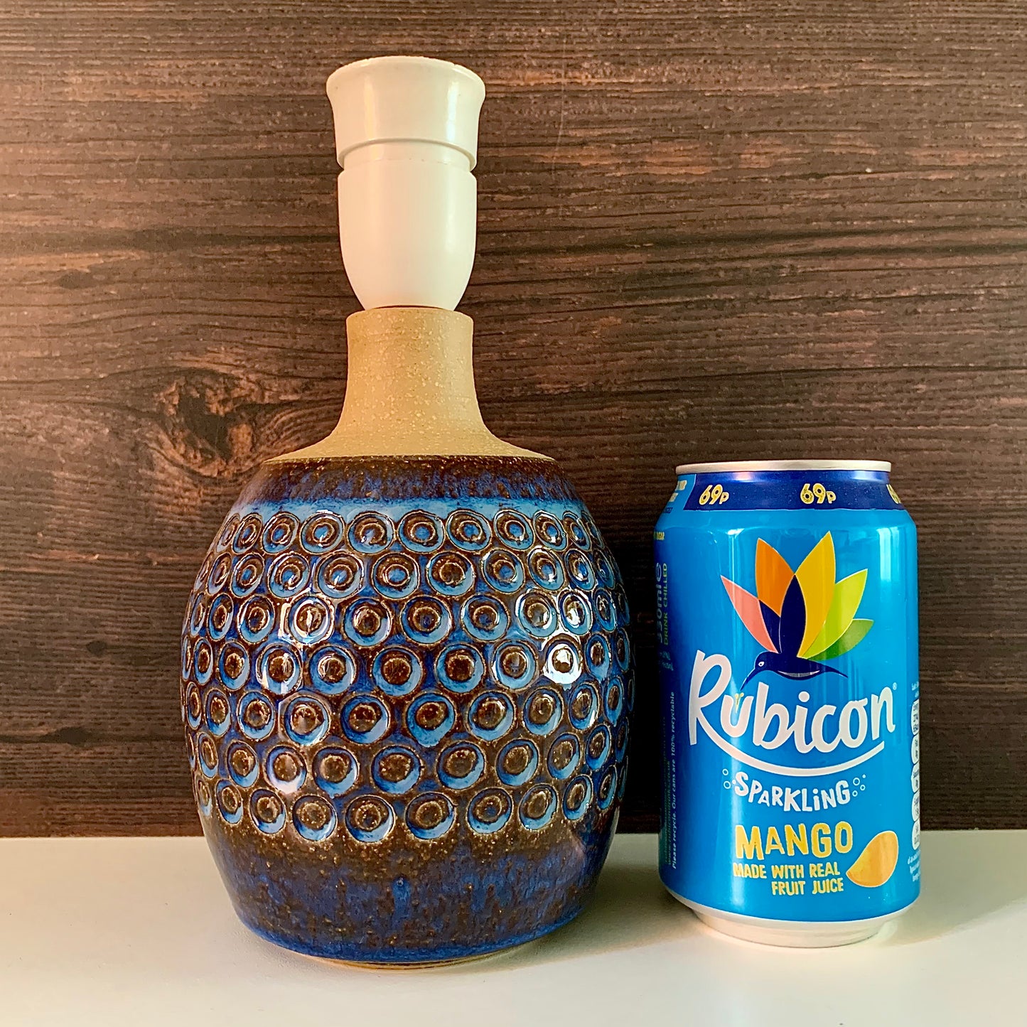 Soholm Blue Ceramic Danish Table Lamp 1960s Retro Scandinavian AS