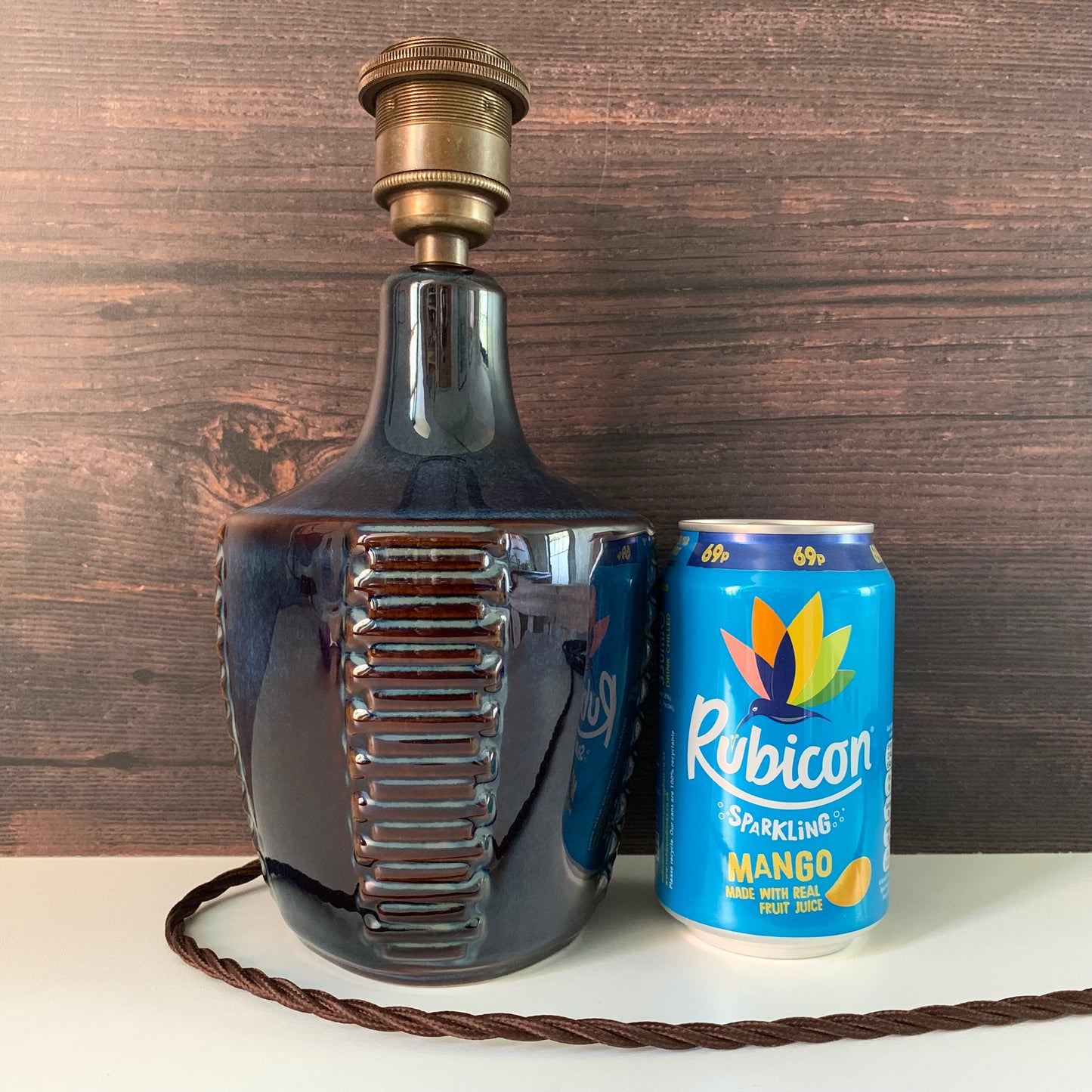Soholm Pottery Stentoj Blue Danish Table Lamp 1960s Retro Scandinavian Light 1025