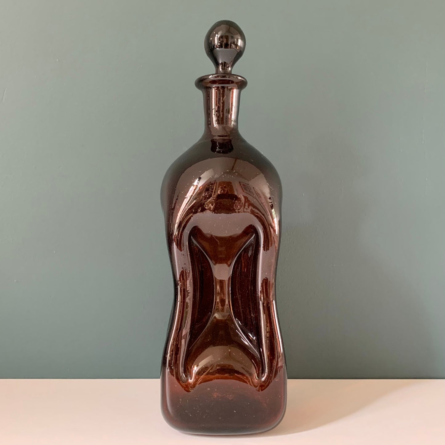 Vintage Scandinavian Kluk Glug Pinched Glass Decanter Bottle Carafe