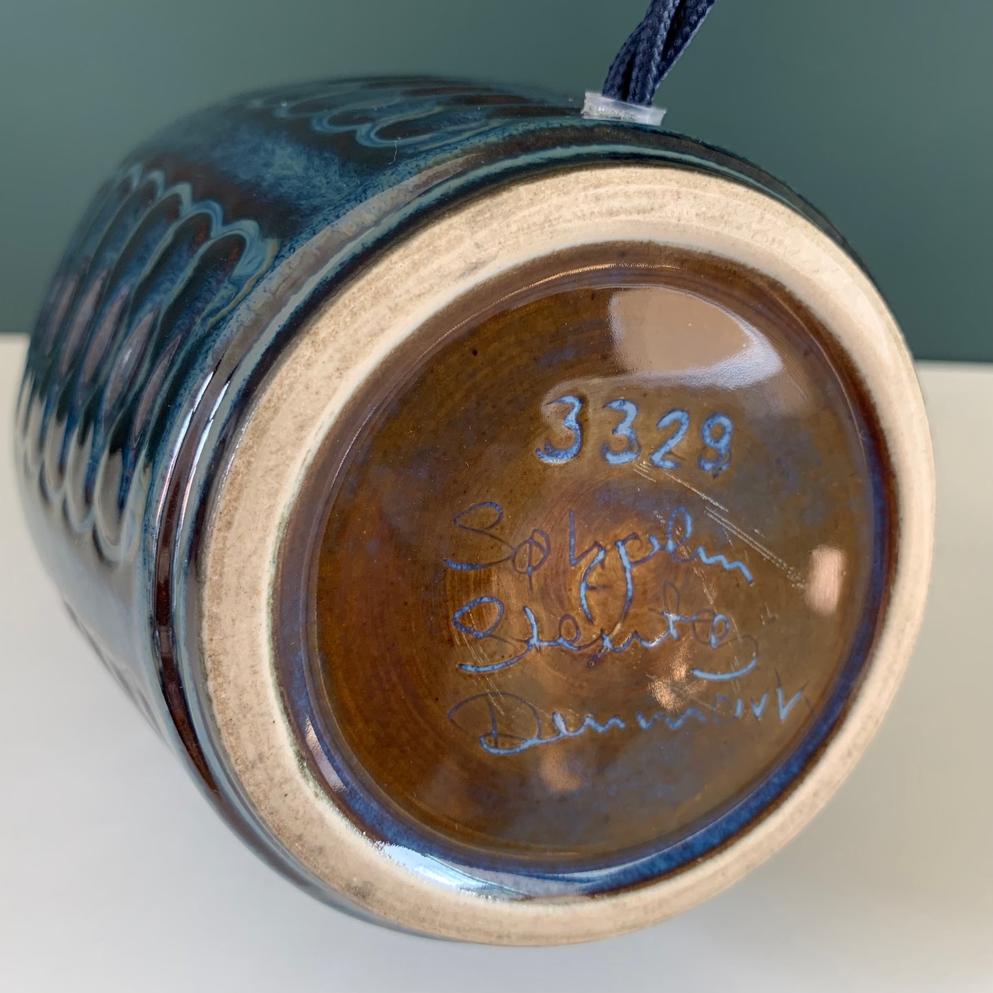 Soholm Pottery Blue Danish Table Lamp Vintage 1960s Retro 3329
