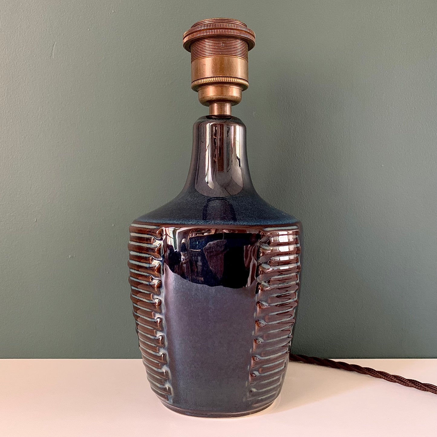 Soholm Pottery Stentoj Blue Danish Table Lamp 1960s Retro Scandinavian Light 1025