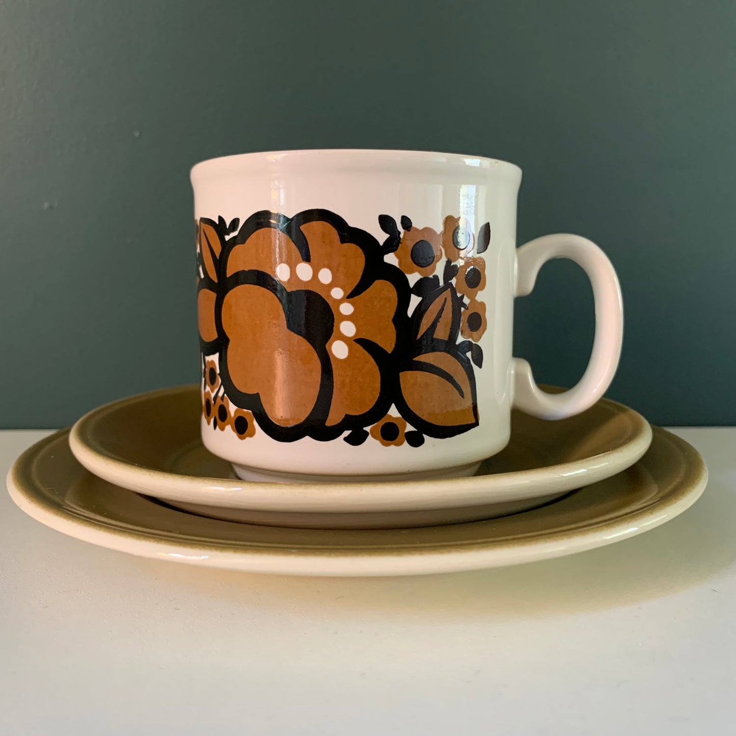 Staffordshire Potteries Ceramic ‘Trio’ Tea/Coffee Cup & Side Plate British English 1960s 1970s Gifts Presents