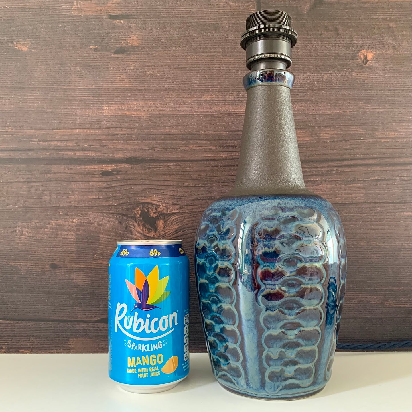 Soholm Pottery Blue Danish Table Lamp Vintage 1960s Retro 3329