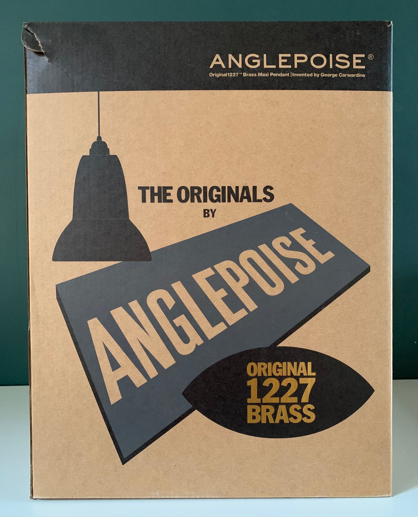 Anglepoise Original 1227 Brass Maxi Pendant Lamp Dusty Blue British Design