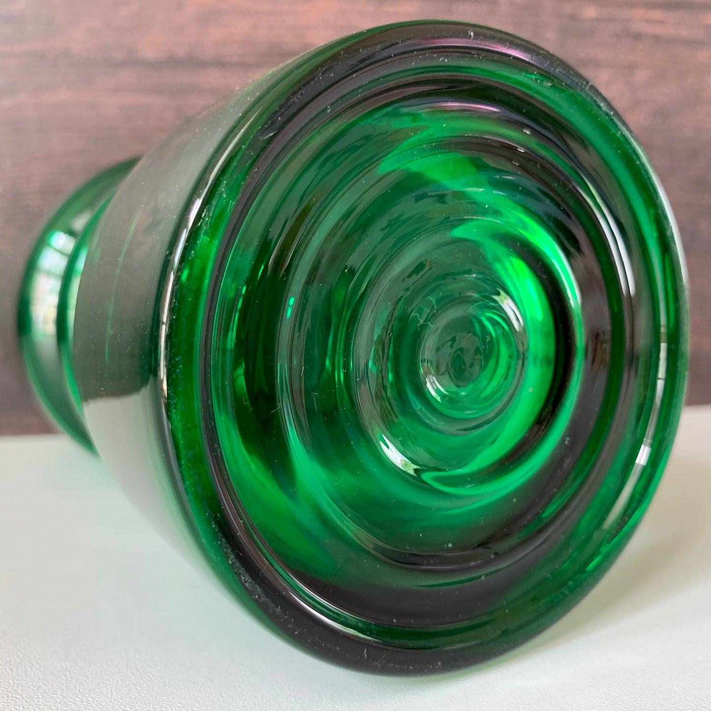 Riihimaki Emerald Green Glass Vase Tamara Aladin 1472 Vintage 1960s 1970s Scandinavian Finnish Retro