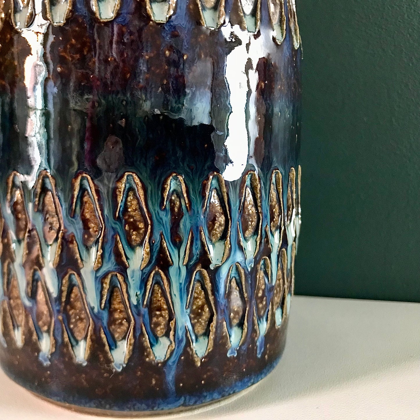Soholm Danish Ceramic Current Blue Table Lamp Scandi EM