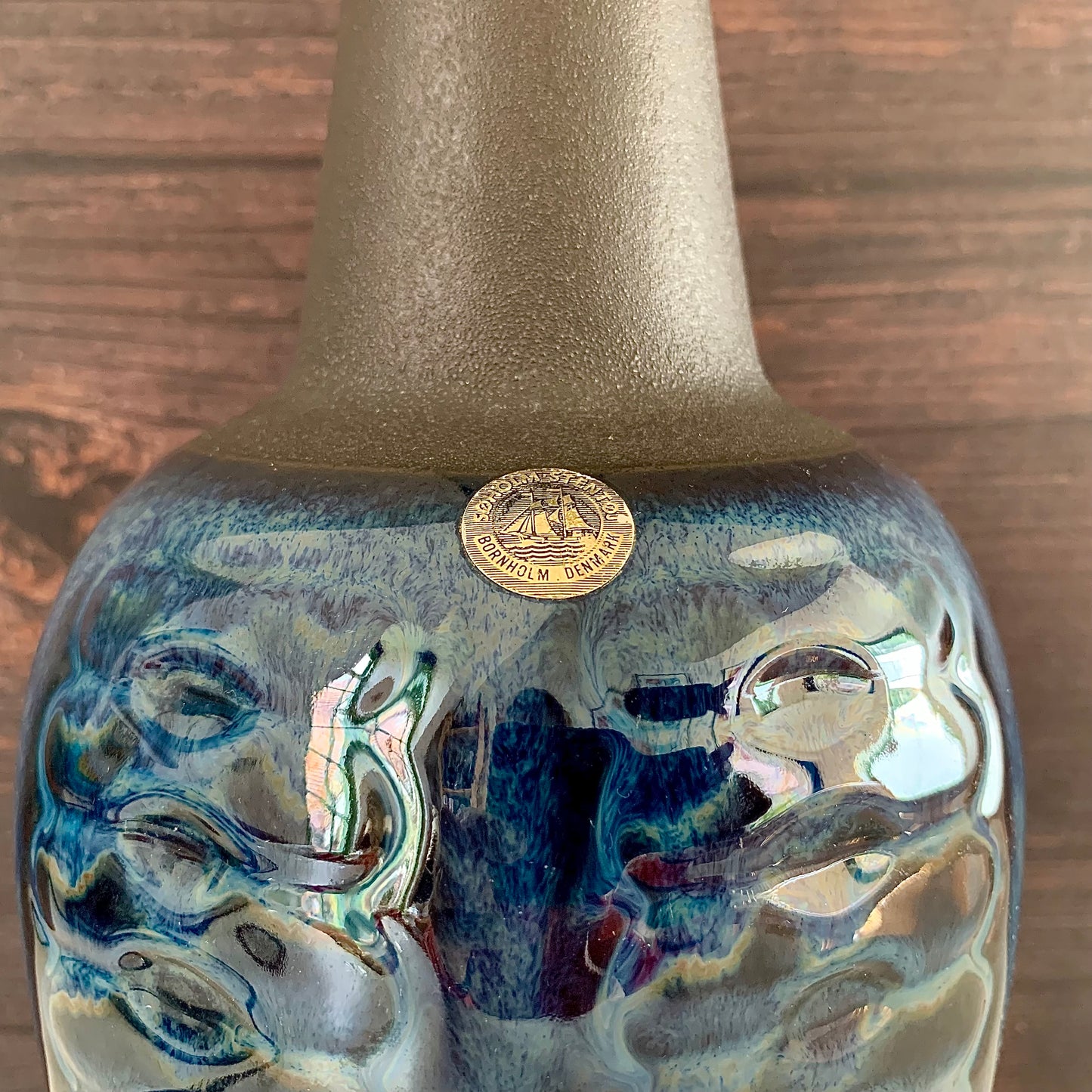 Soholm Pottery Blue Danish Table Lamp Vintage 1960s Retro 3329
