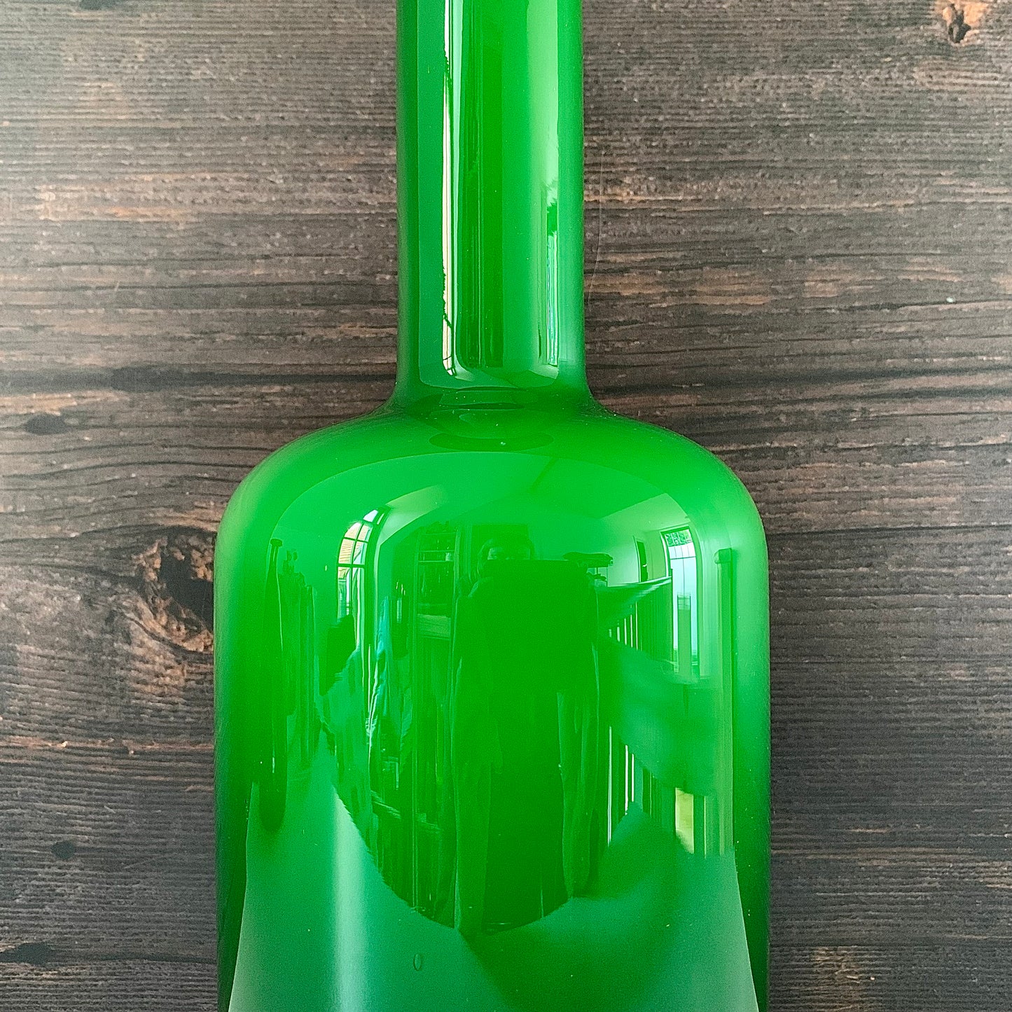 Holmegaard Green Cased Glass Otto Brauer Gulvvase Danish Design 1960s Gul Vase
