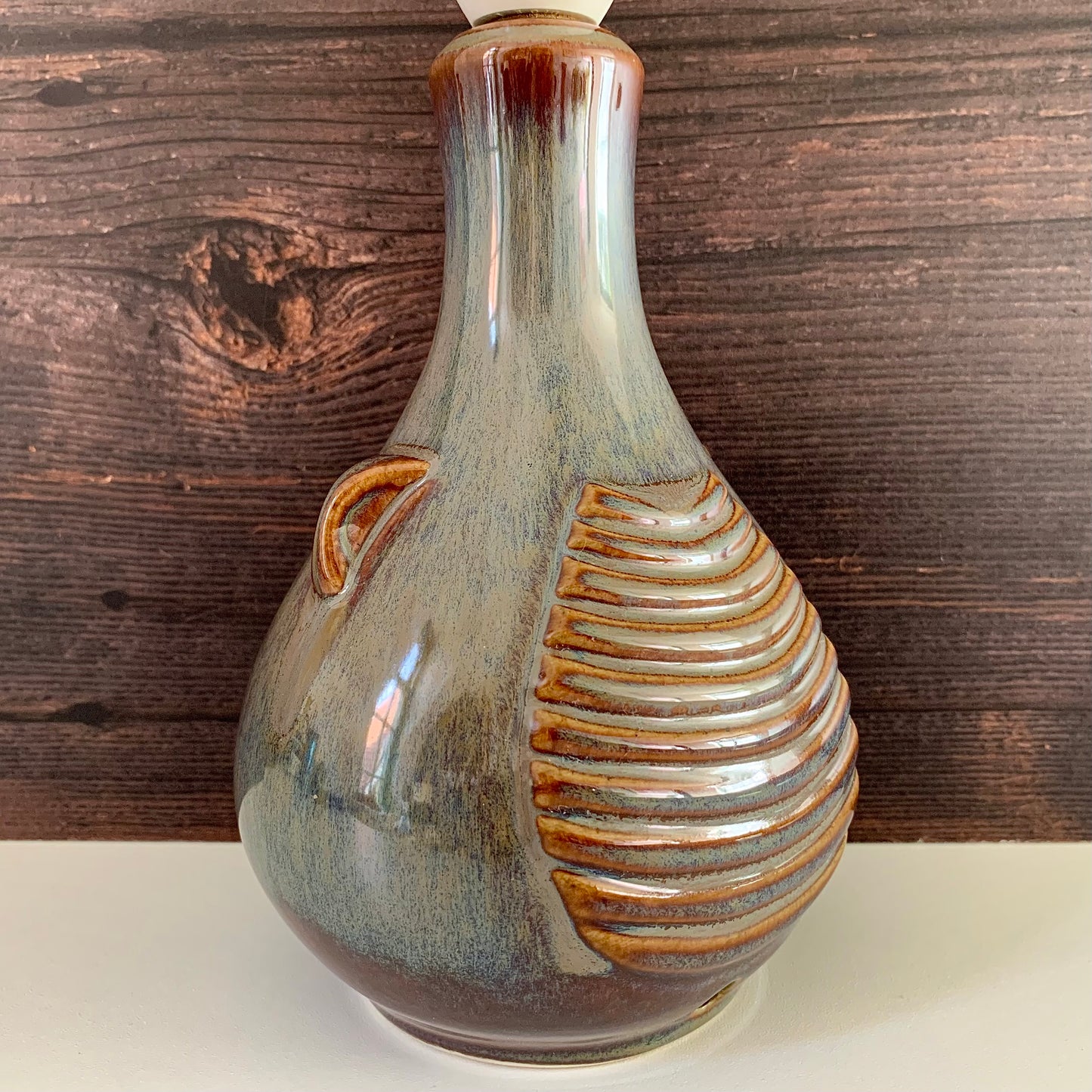 Soholm Pottery Purple Amber Danish Table Lamp Vintage 1960s Retro Scandinavian Light 1027