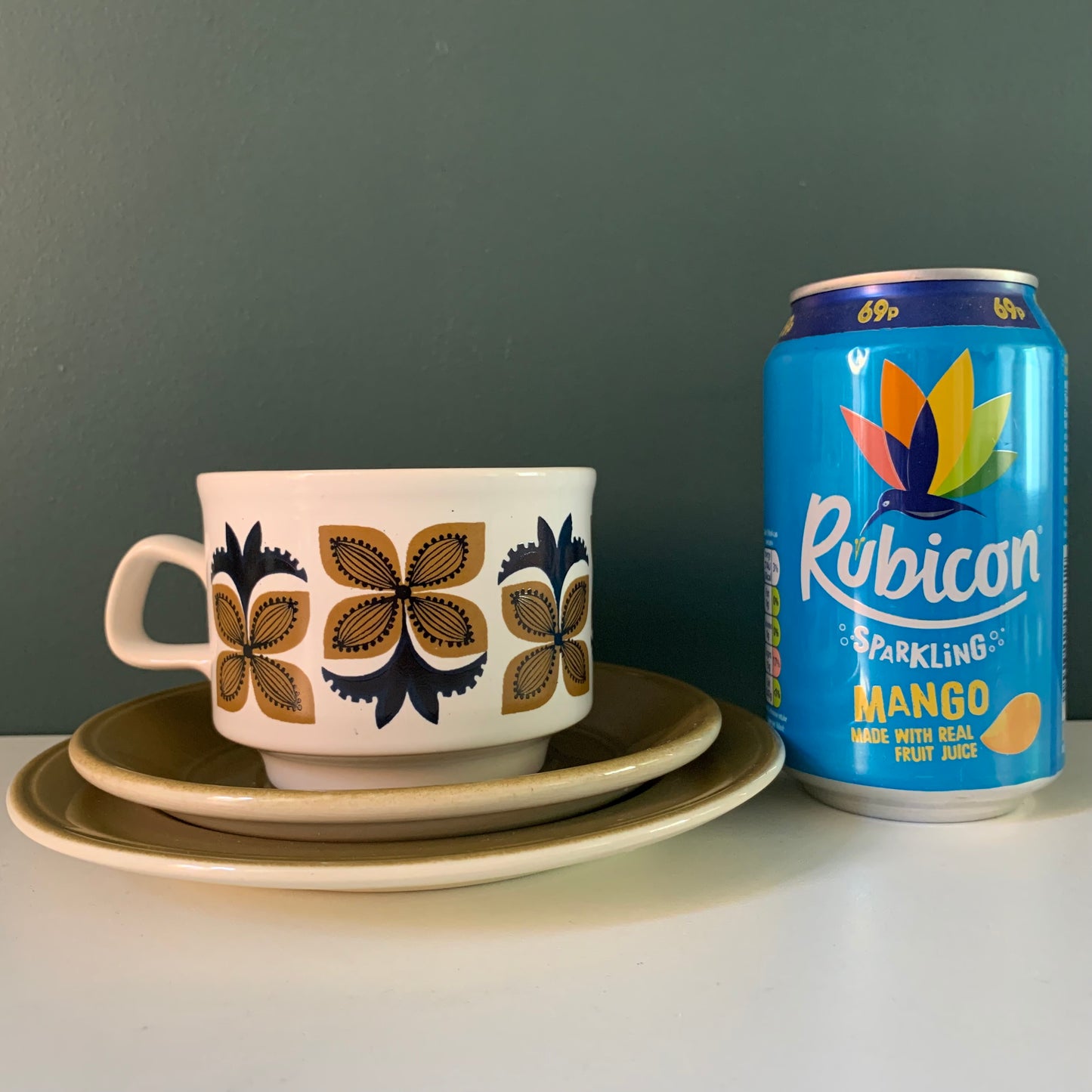 Staffordshire Potteries Ceramic ‘Trio’ Tea/Coffee Cup & Side Plate British English 1960s 1970s Gifts Presents