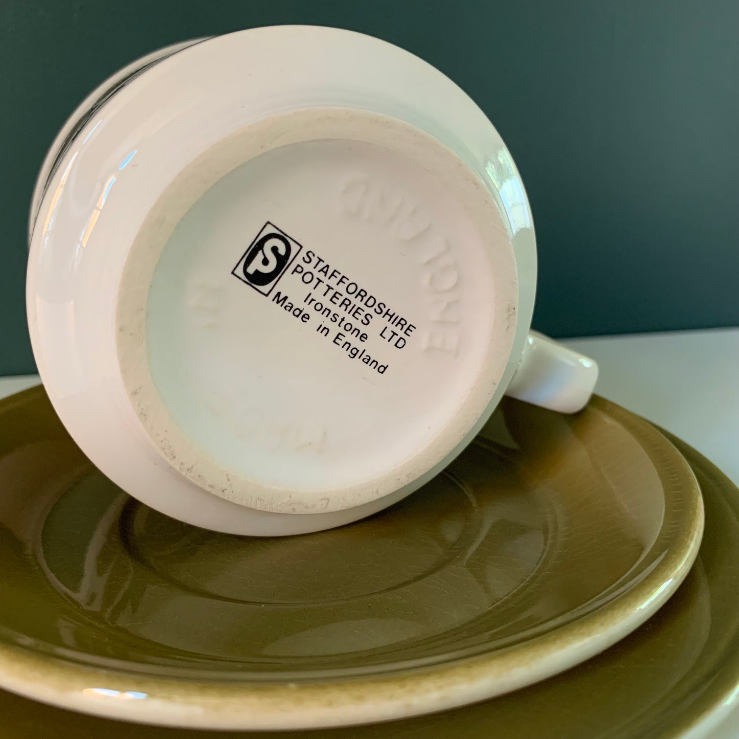 Staffordshire Potteries Ceramic ‘Trio’ Tea/Coffee Cup & Side Plate British English 1960s 1970s Gifts Presents