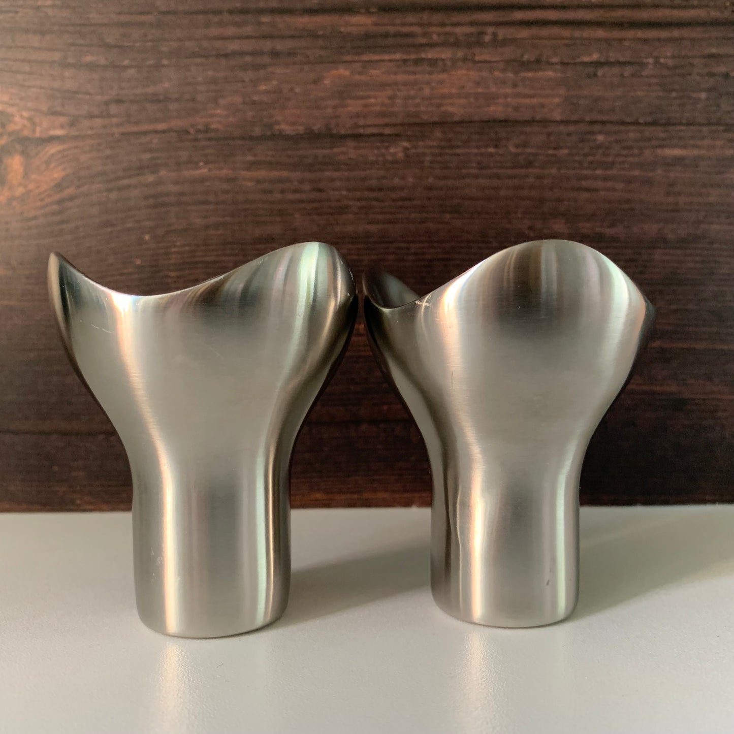 Georg Jensen Bloom Steel Candle Holders (Pair) Danish Design
