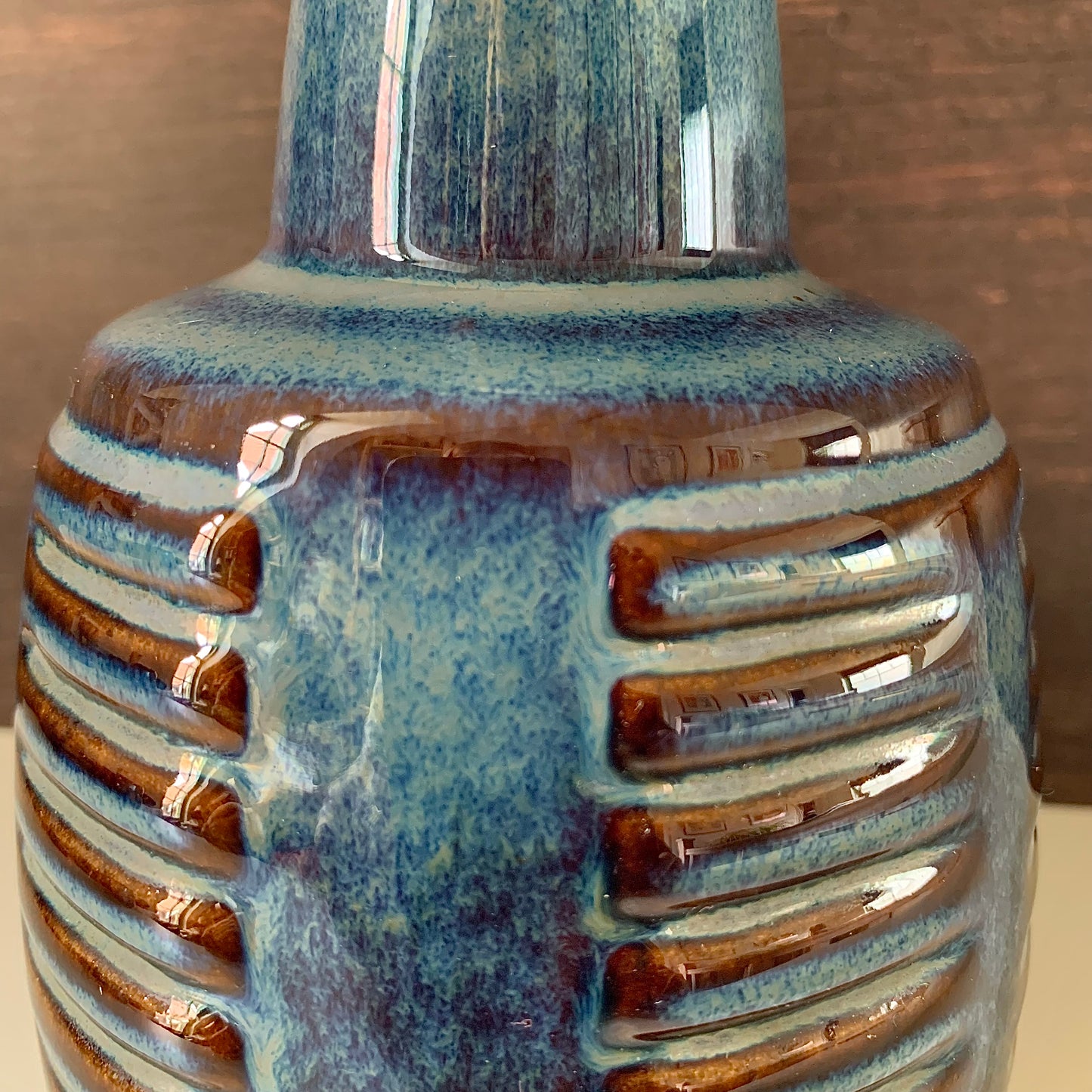 Soholm Pottery Blue Danish Table Lamp Vintage 1960s Retro 1012
