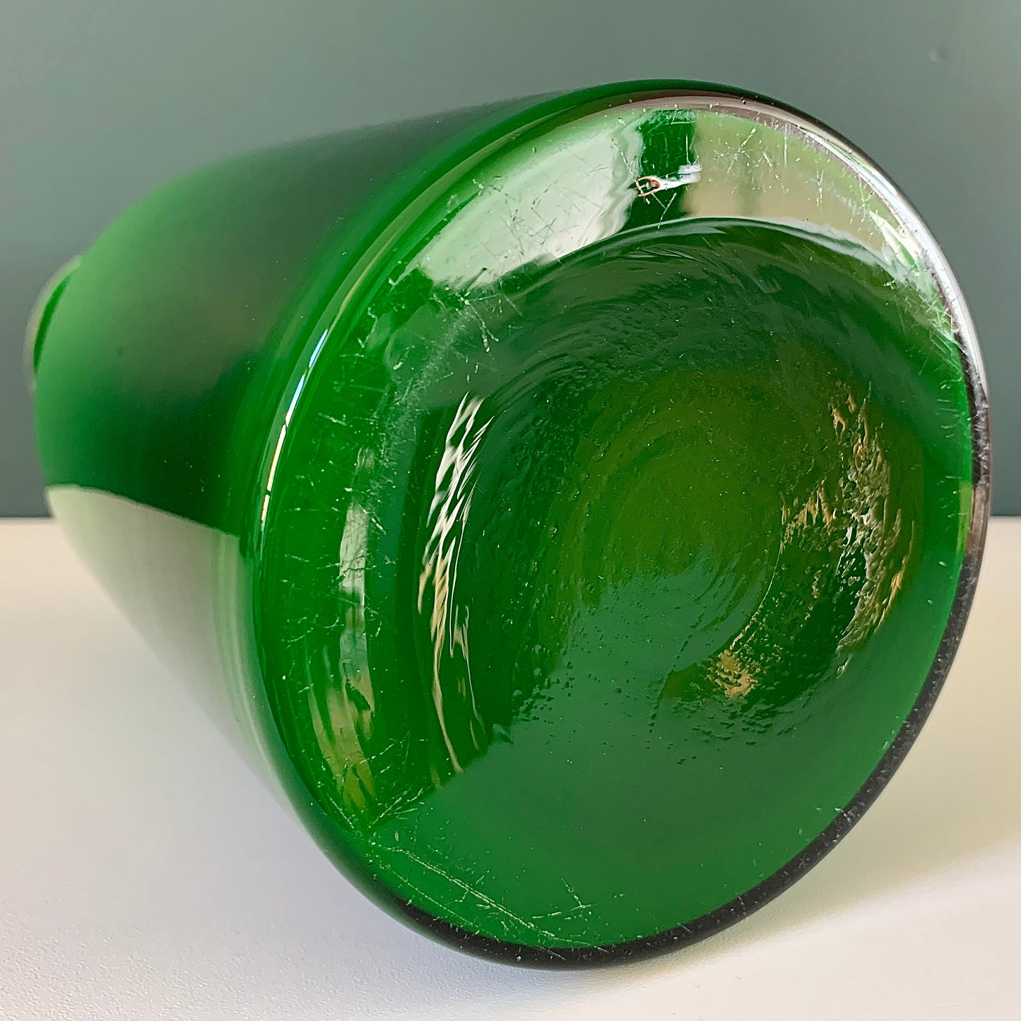 Holmegaard Green Cased Glass Otto Brauer Gulvvase Danish Design 1960s Gul Vase
