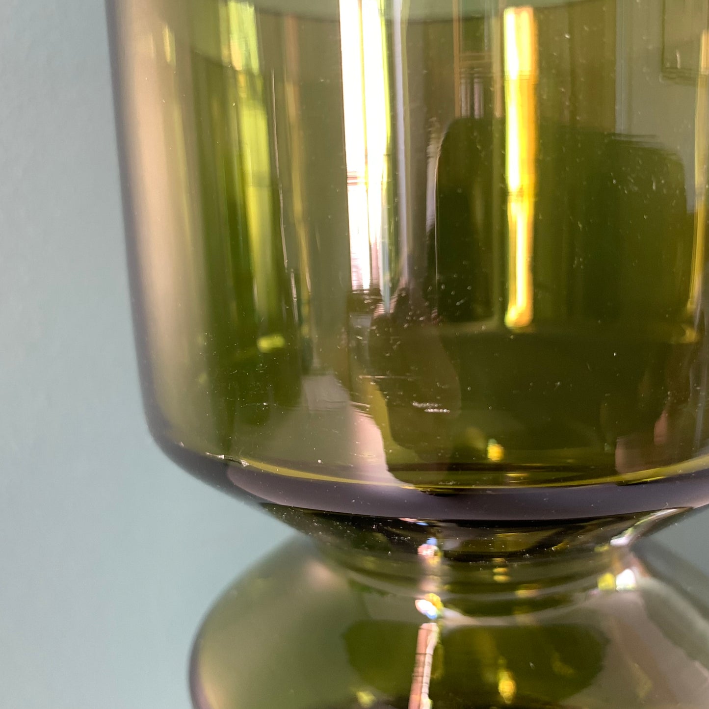 Riihimaki Olive Green Glass Vase 1960s 1970s 1472 Khaki Avocado Style Finnish Retro