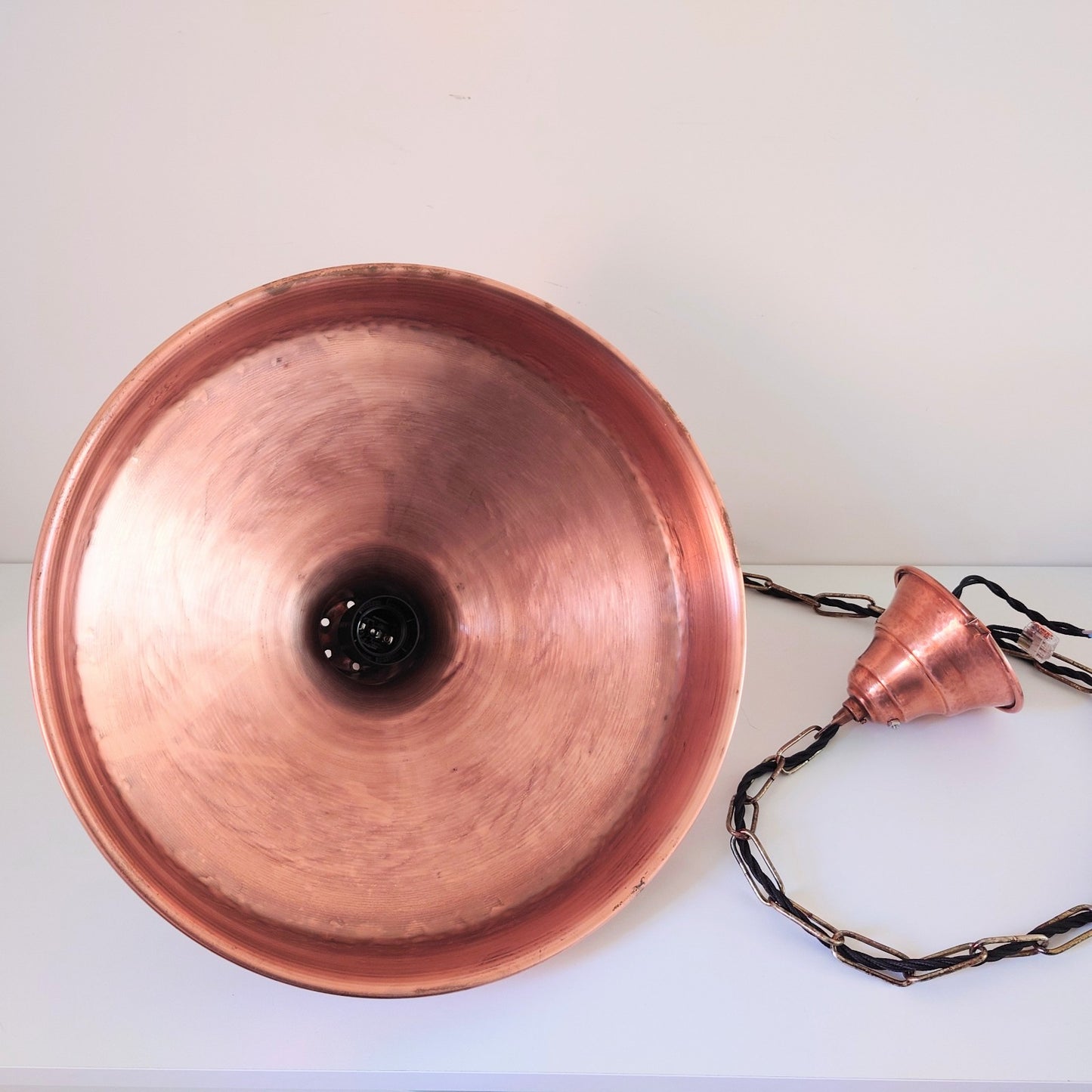 Danish Solid Copper Industrial 1960s Pendant Lamp Ceiling Light Scandinavian Retro