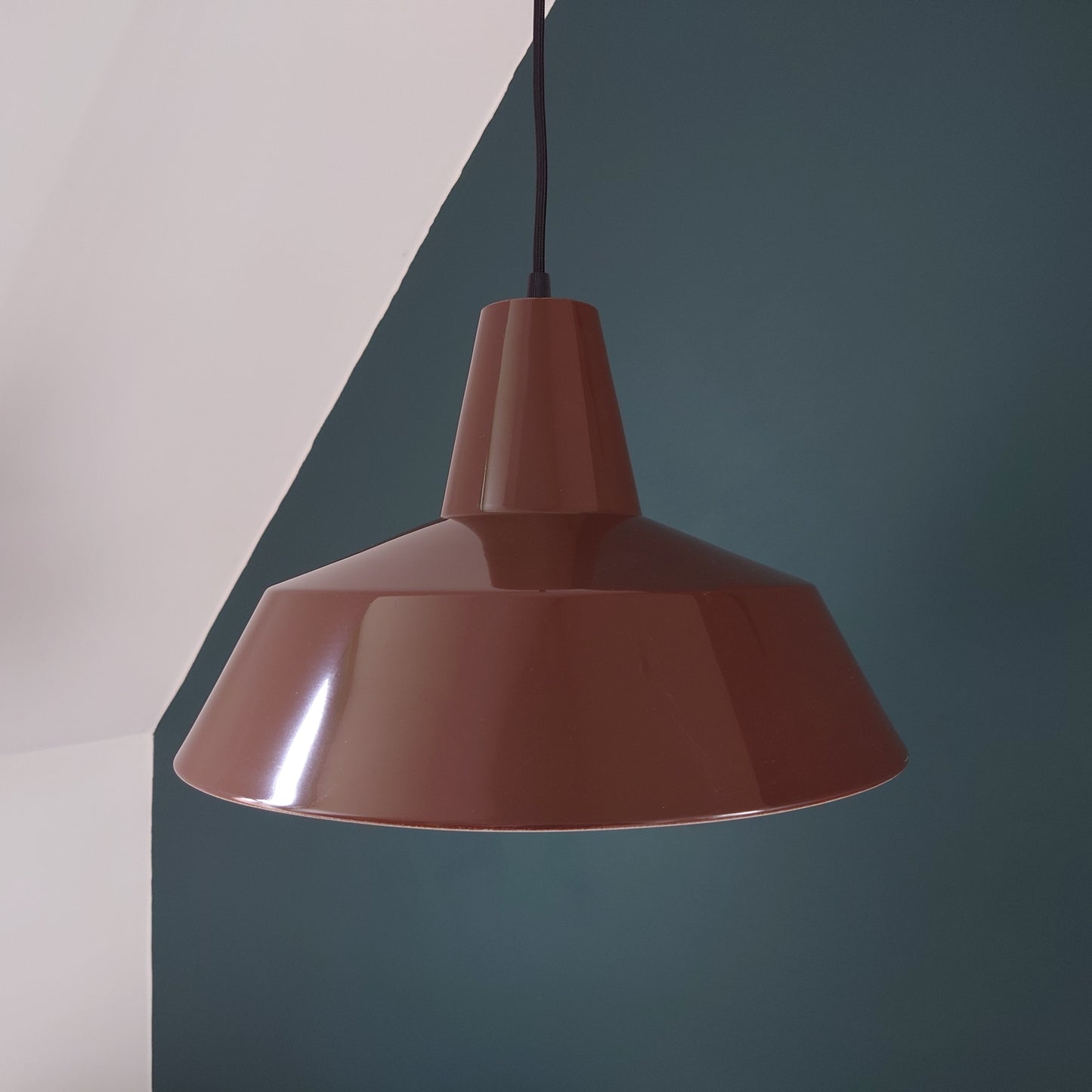 Vintage Danish Brown Pendant Workshop Ceiling Lamp Industrial Design