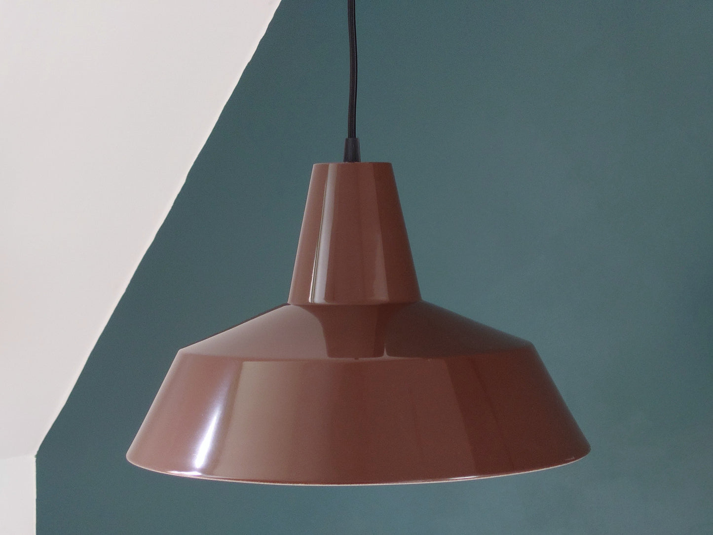 Vintage Danish Brown Pendant Workshop Ceiling Lamp Industrial Design