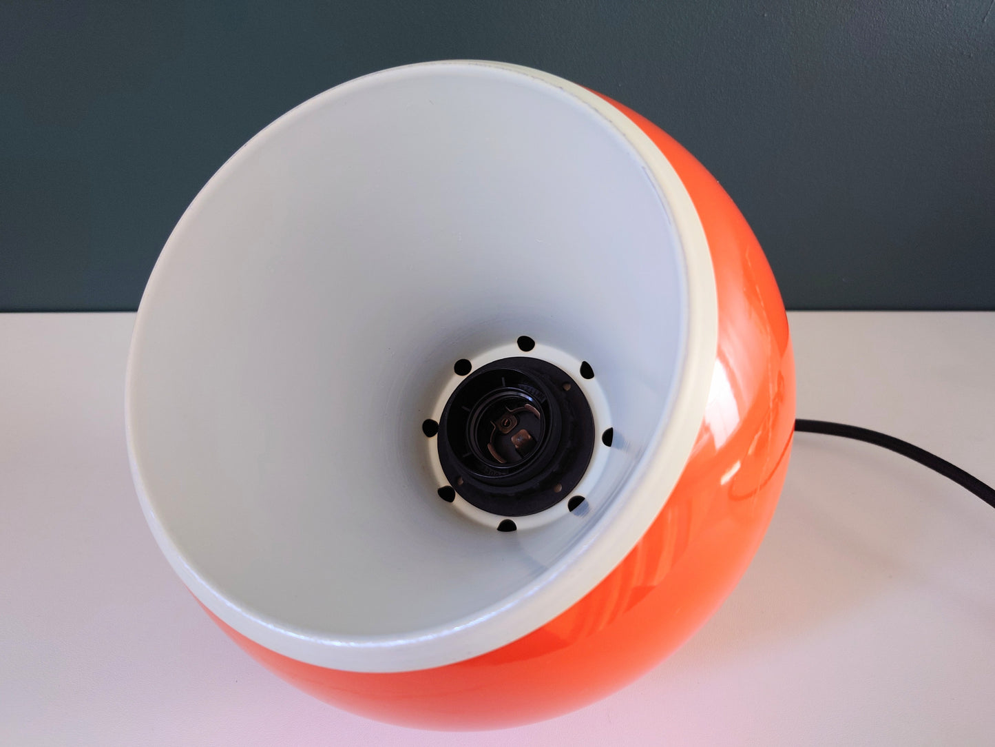 Vintage Orange Danish Atomic Era Ball Pendant Lamp 1960s 1970s Retro Ceiling Light