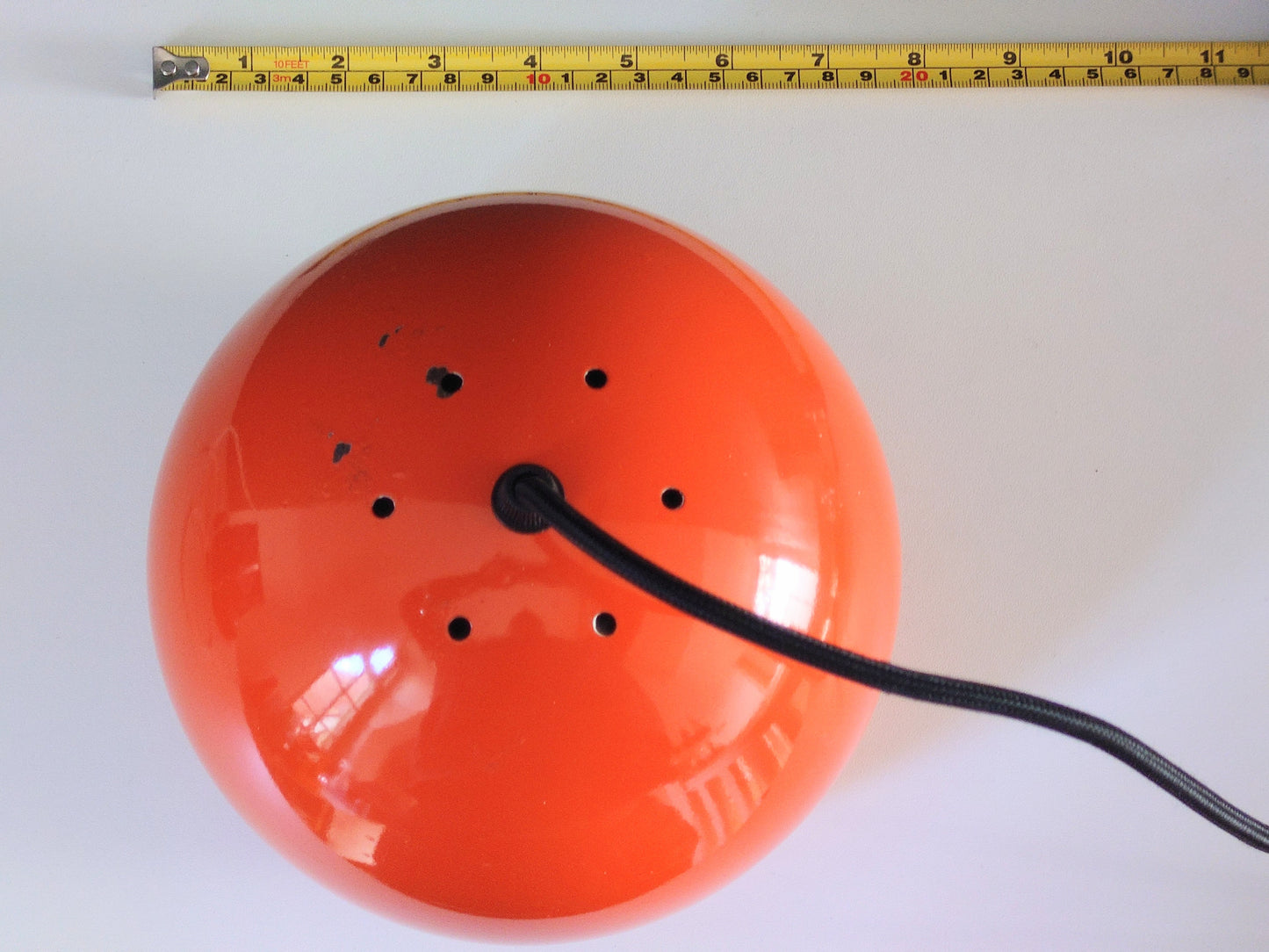 Vintage Orange Danish Atomic Era Ball Pendant Lamp 1960s 1970s Retro Ceiling Light