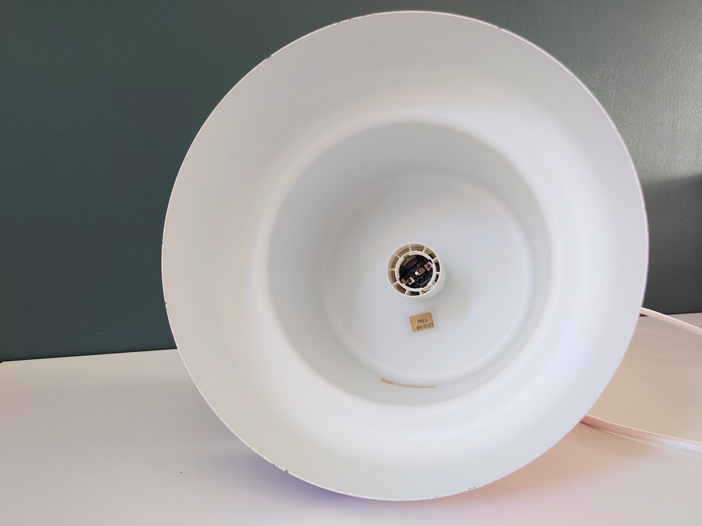 Fog & Morup Arabia Danish Pendant Lamp Kaj Franck Enamel Vintage Retro Red Pink Flower