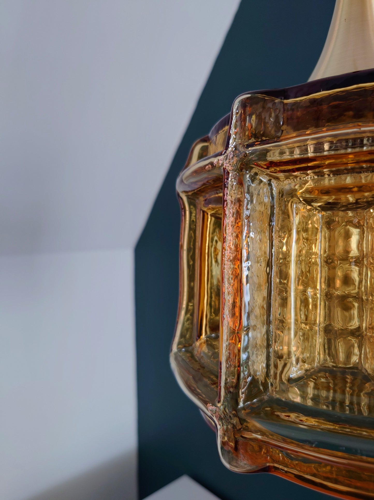 Danish Swedish Amber Glass Pendant Ceiling Lamp 1960s Retro Scandinavian Light
