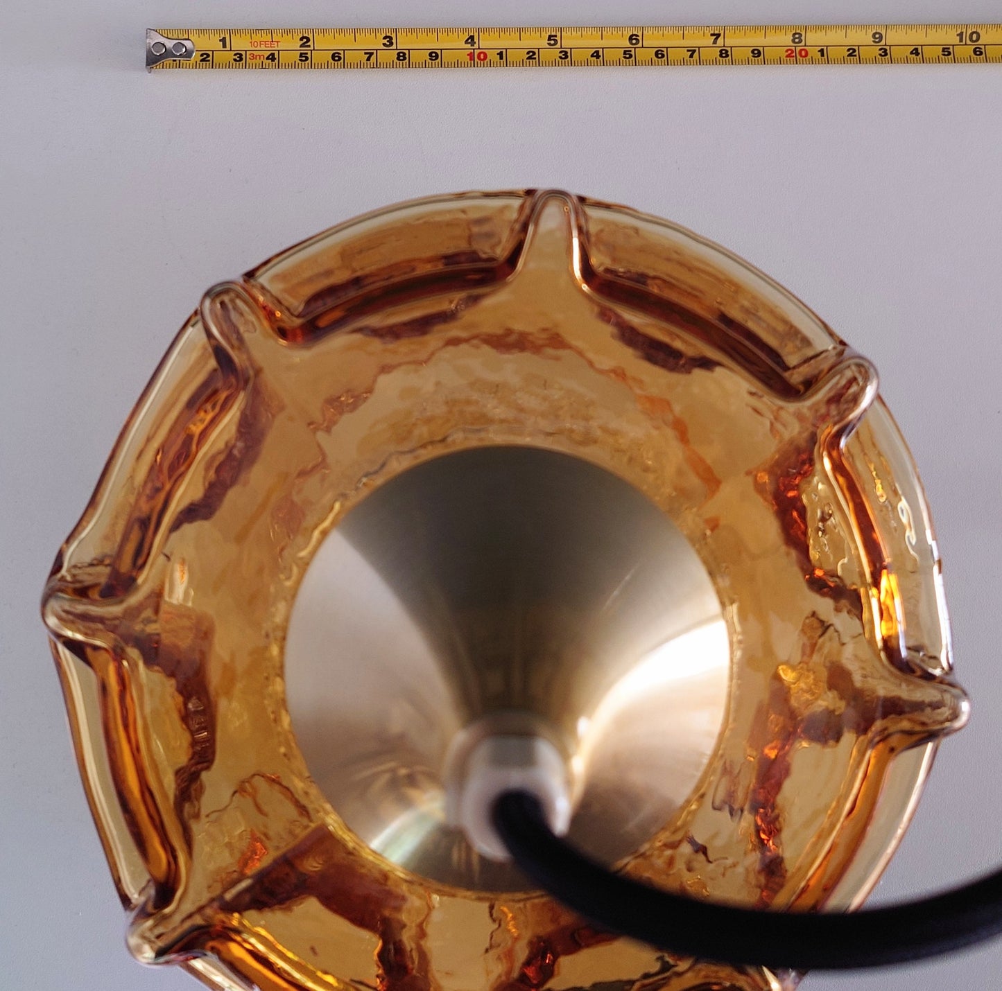 Danish Swedish Amber Glass Pendant Ceiling Lamp 1960s Retro Scandinavian Light