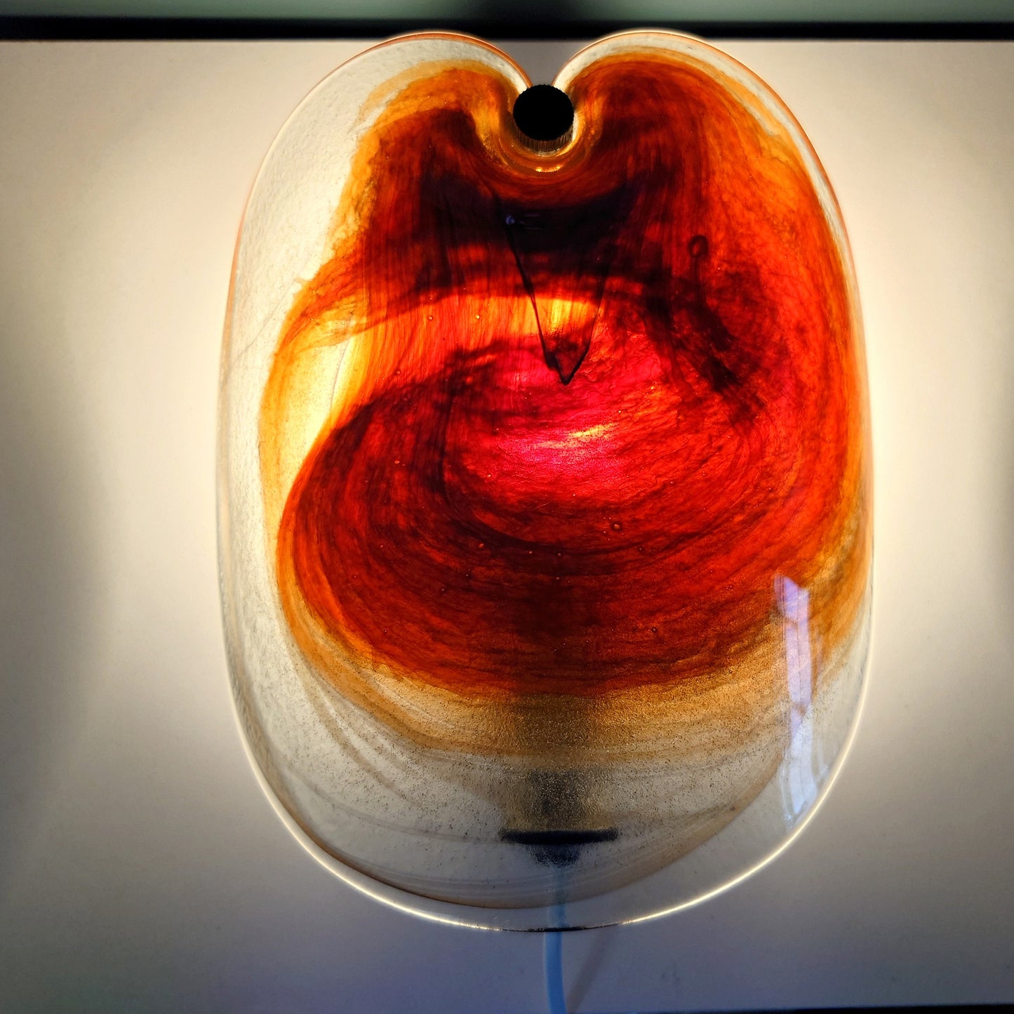 Holmegaard Danish Red Glass Wall Light Sconce Plaque Glasplatte 1970s