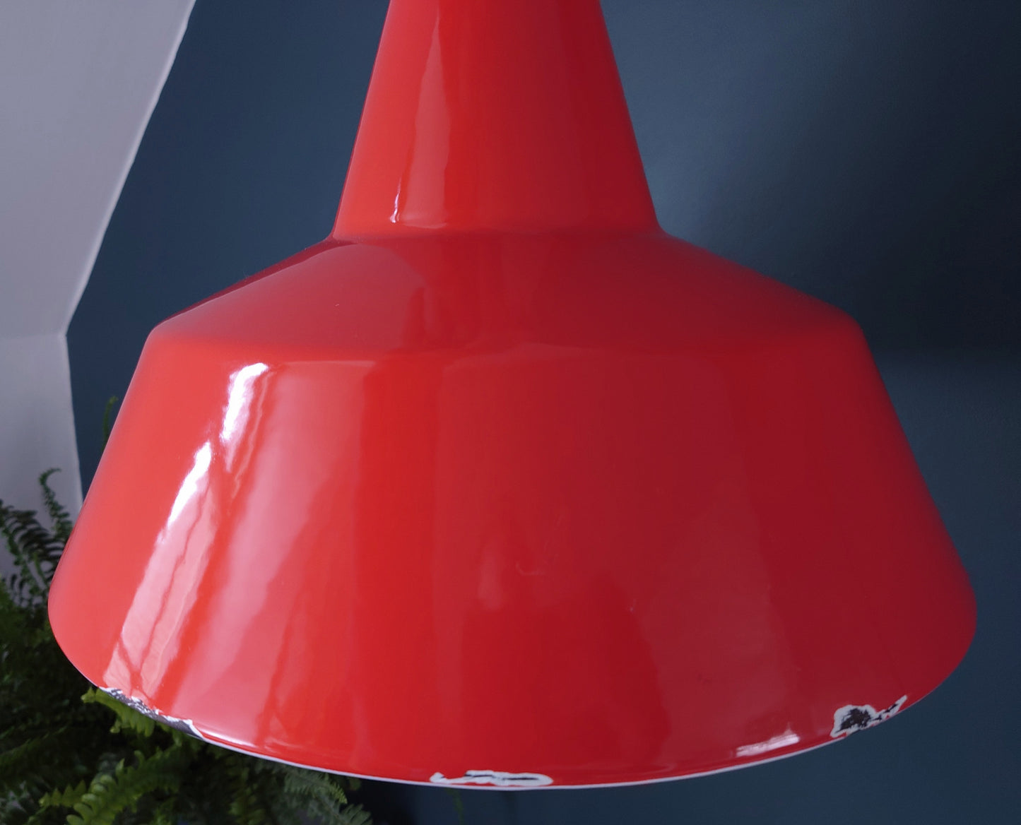 Louis Poulsen Danish Orange Enamel Pendant Workshop Ceiling Lamp Industrial Design 2