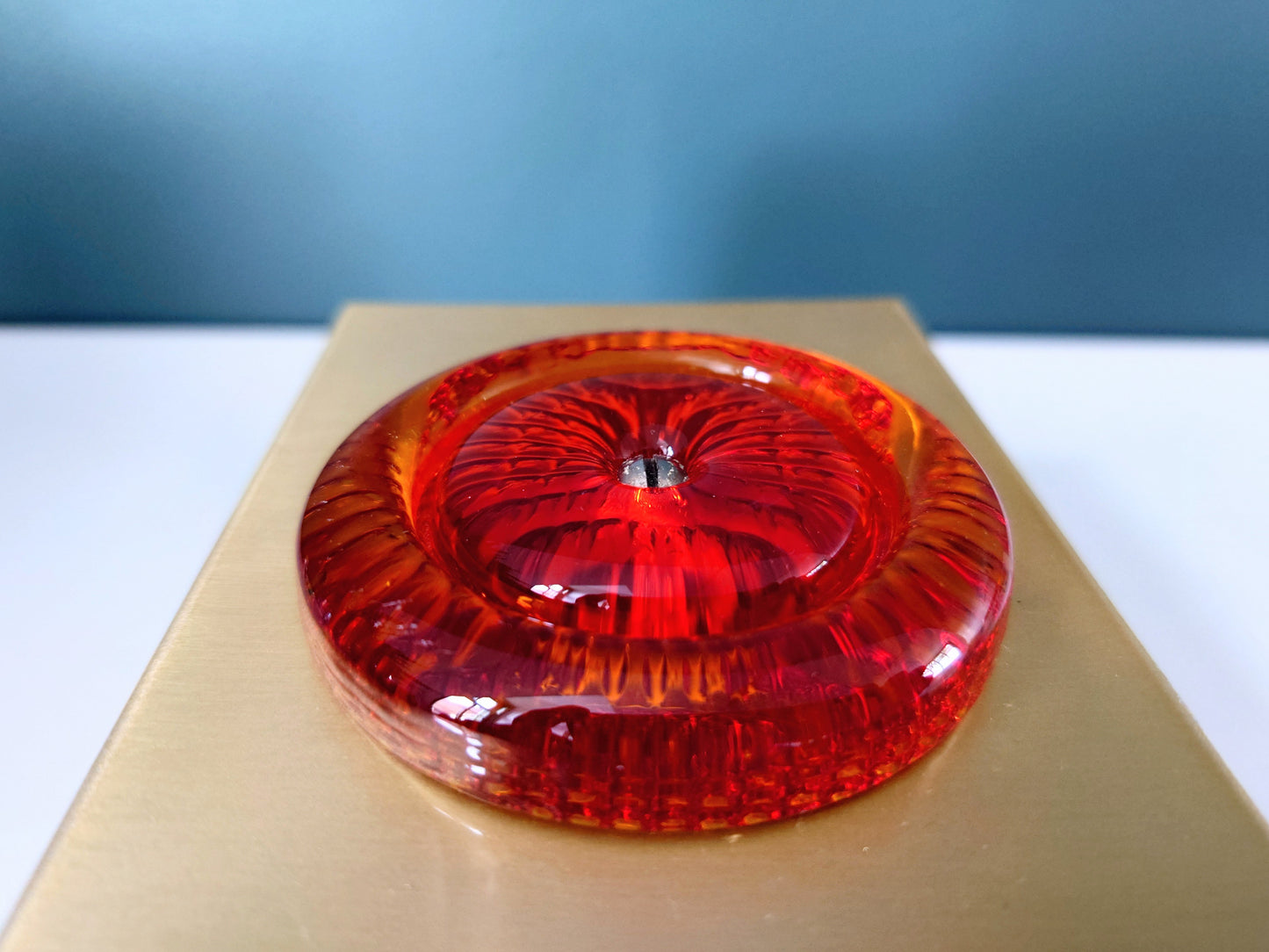 Pair (2) Danish Swedish Orange Glass Sconce Wall Lamps Lights Retro Vintage