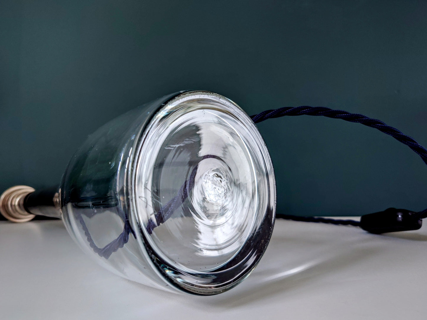 LARGE Bengt Orup Tona Blue Glass Table Lamp Johansfors Danish Swedish