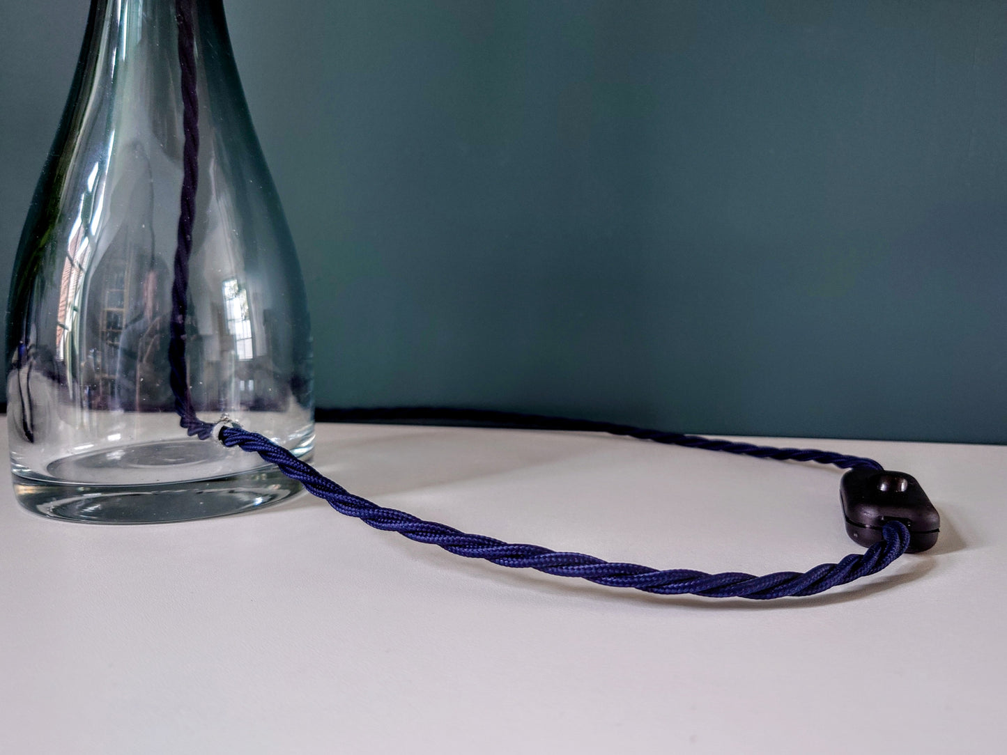 LARGE Bengt Orup Tona Blue Glass Table Lamp Johansfors Danish Swedish