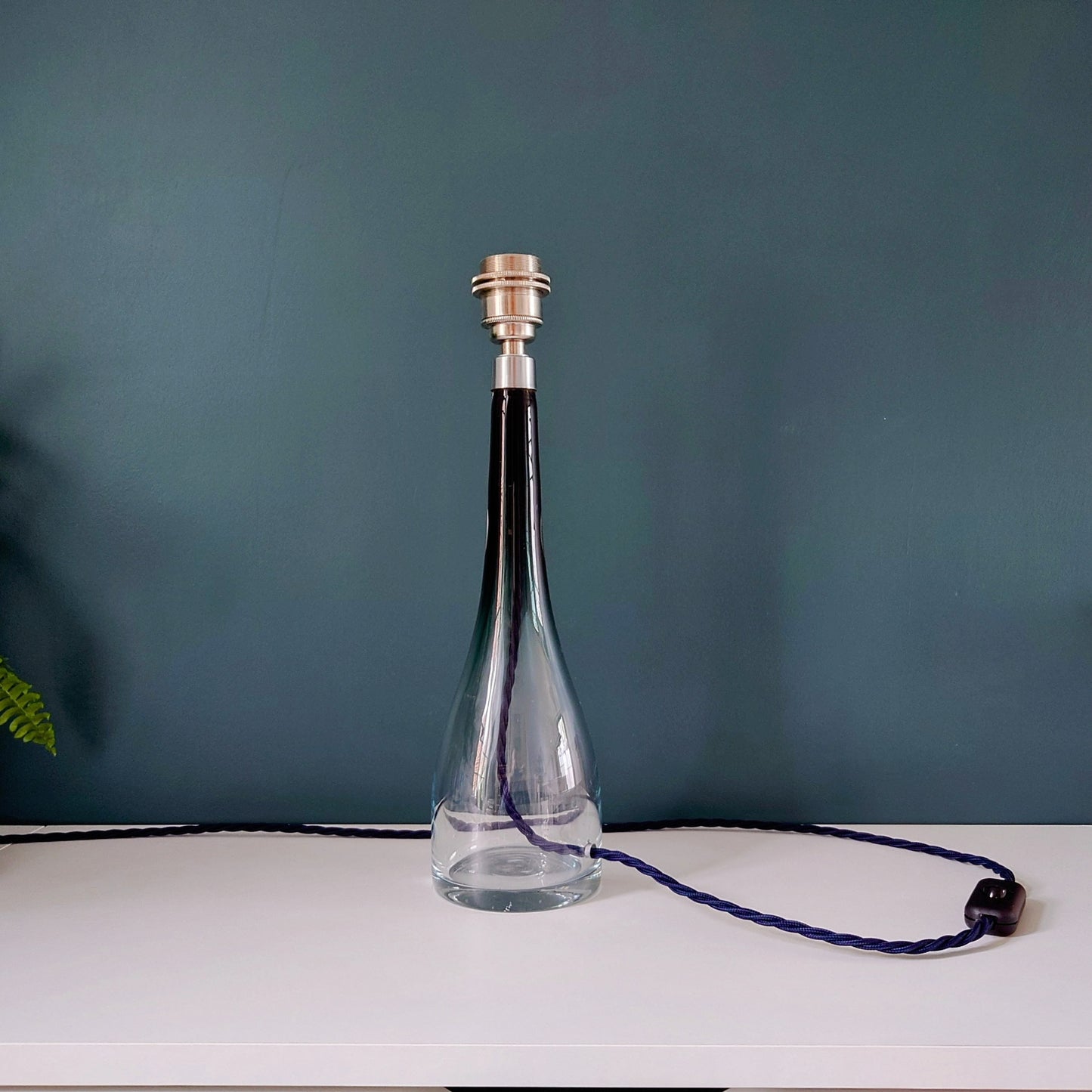 LARGE Bengt Orup Tona Blue Glass Table Lamp Johansfors Danish Swedish