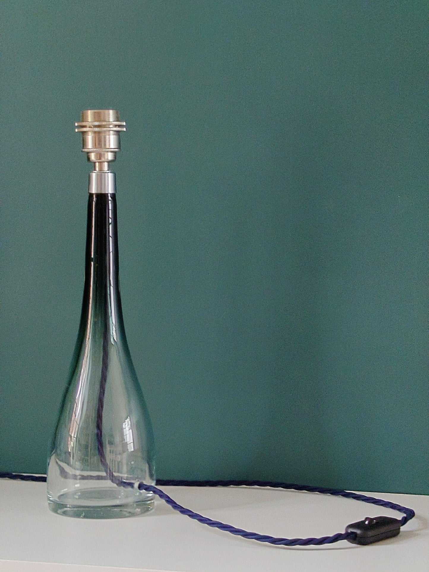 LARGE Bengt Orup Tona Blue Glass Table Lamp Johansfors Danish Swedish