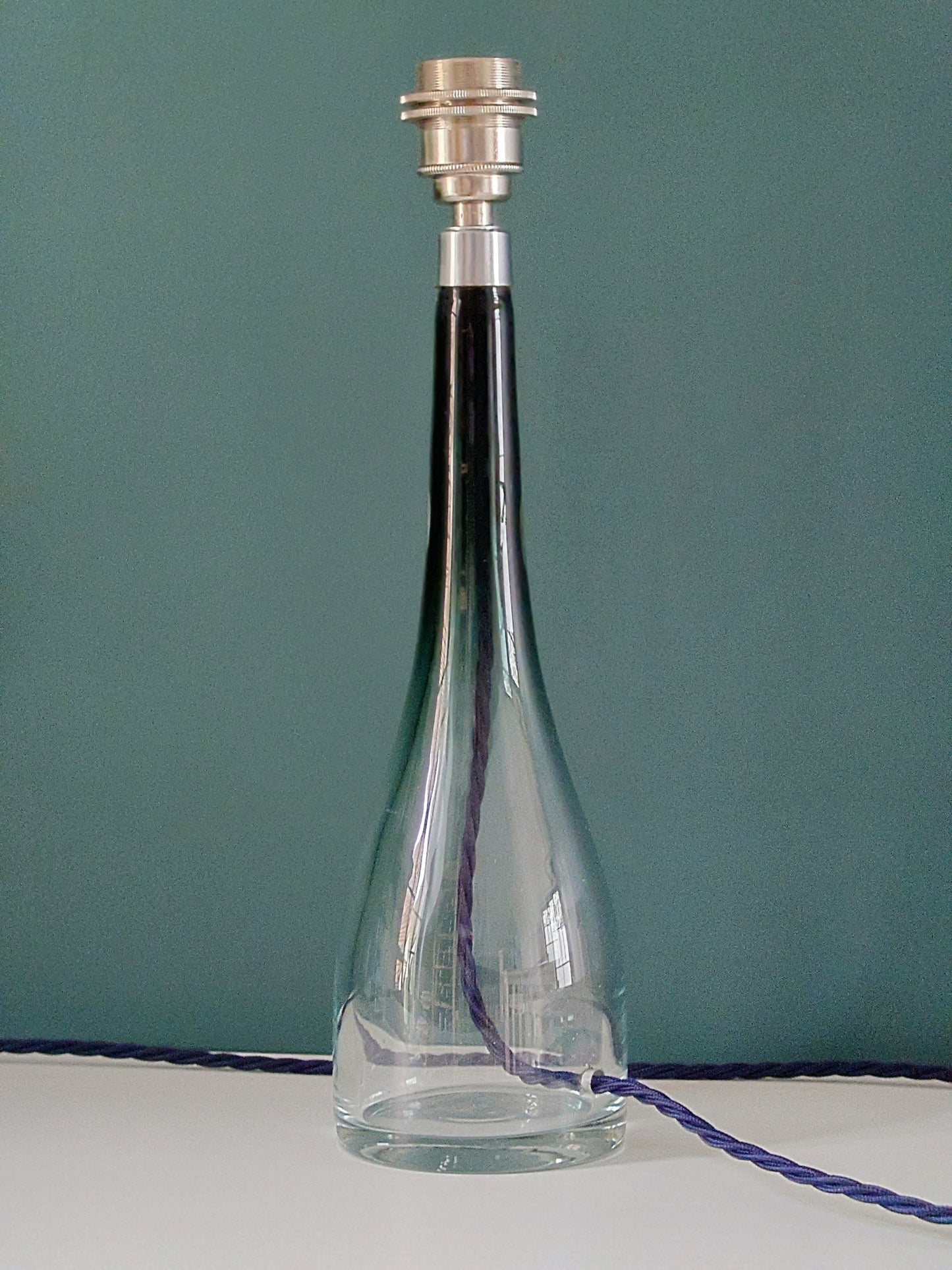 LARGE Bengt Orup Tona Blue Glass Table Lamp Johansfors Danish Swedish