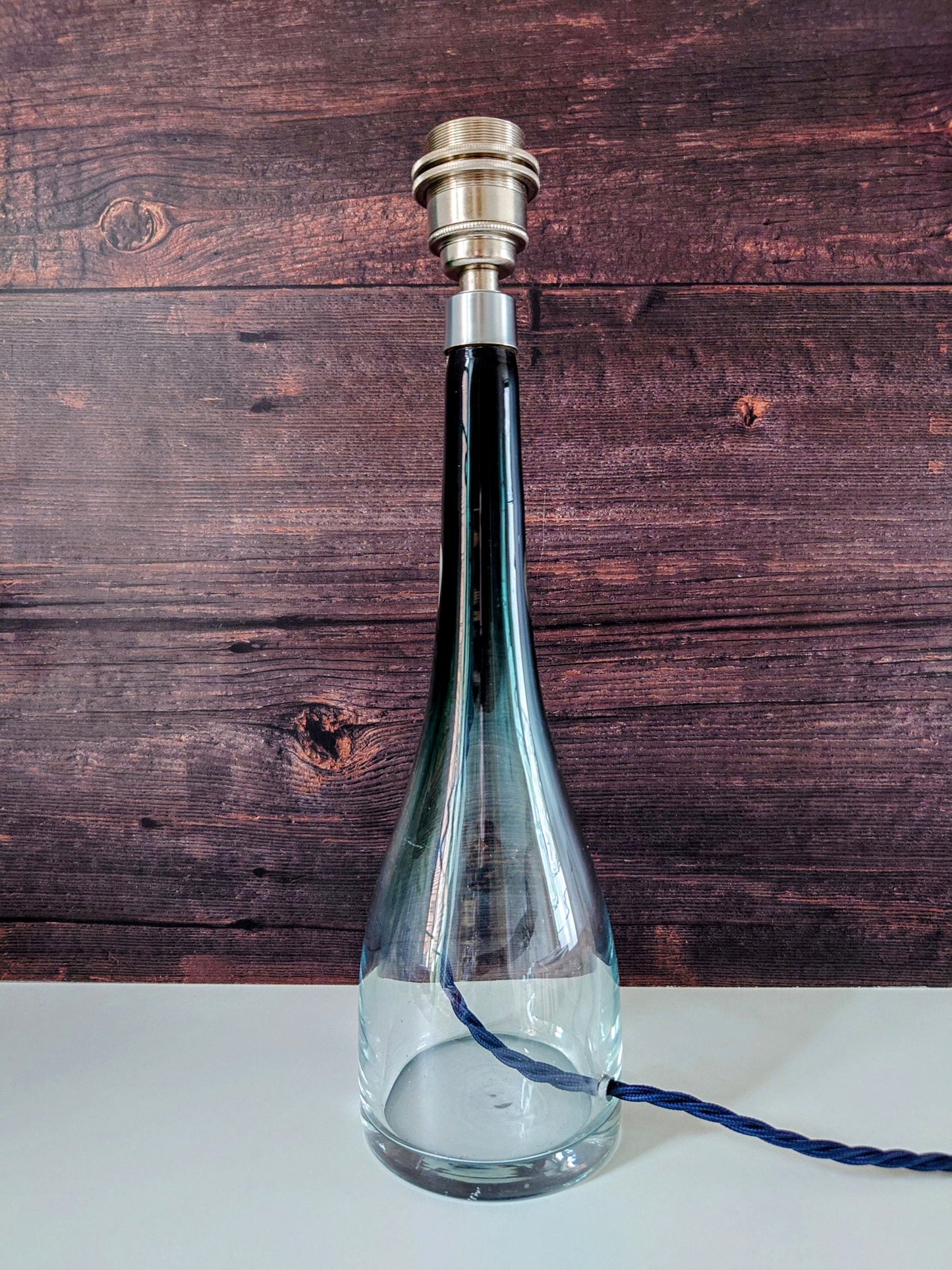 LARGE Bengt Orup Tona Blue Glass Table Lamp Johansfors Danish Swedish