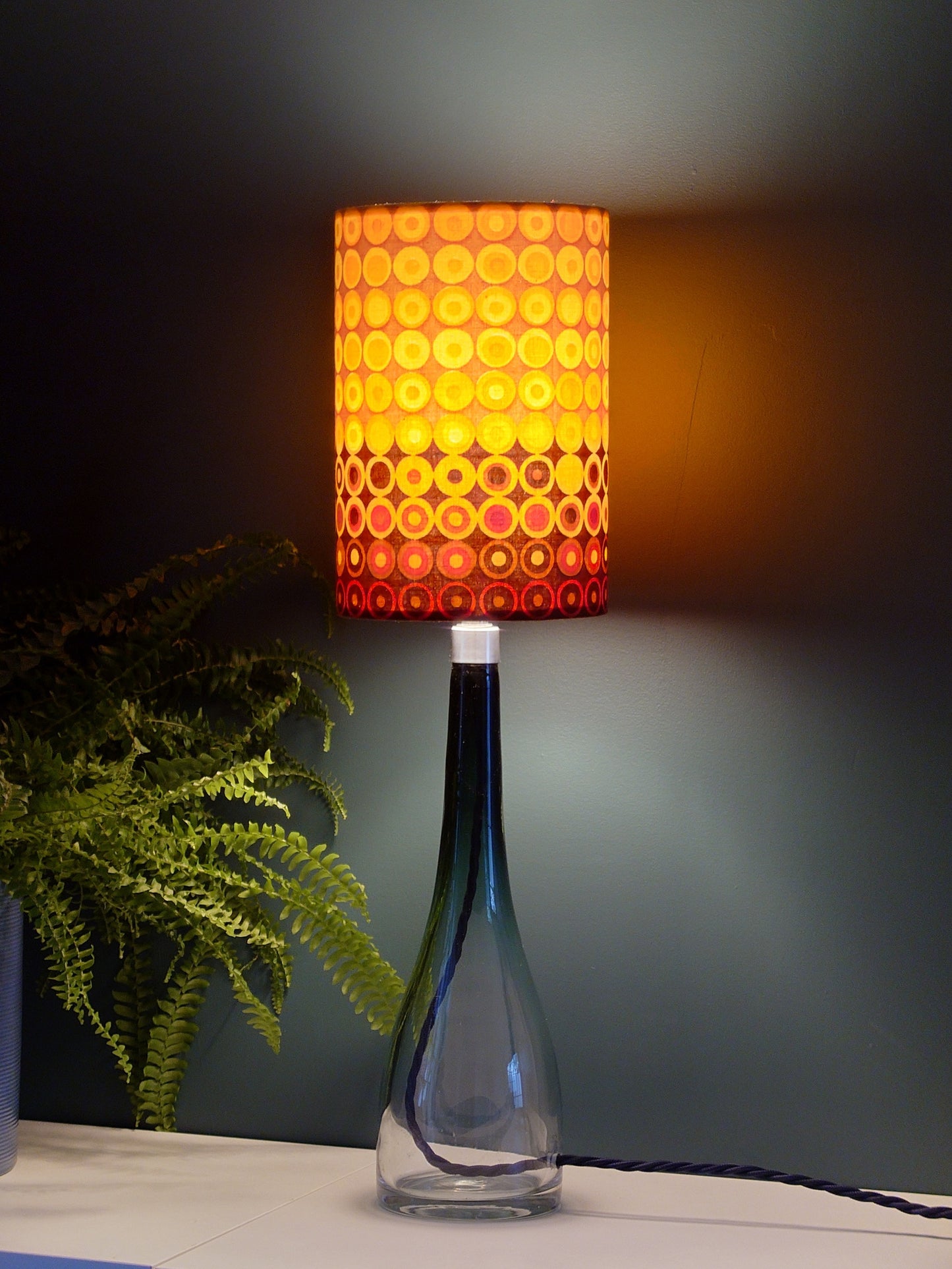 LARGE Bengt Orup Tona Blue Glass Table Lamp Johansfors Danish Swedish