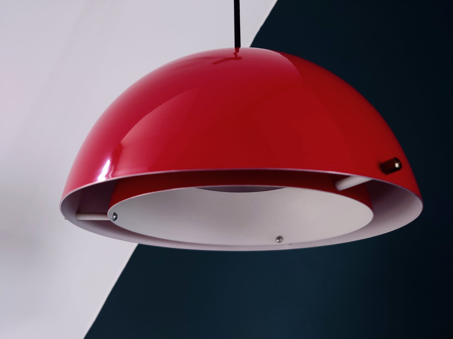Vintage Red Danish Pendant Ceiling Lamp 1970s 1980s Retro Ceiling Light Scandinavian