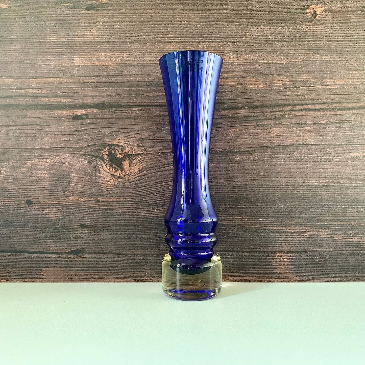 SEA Glasbruk Cobalt Blue Glass Bud Vase 1960s 1970s Kosta Retro Scandinavian