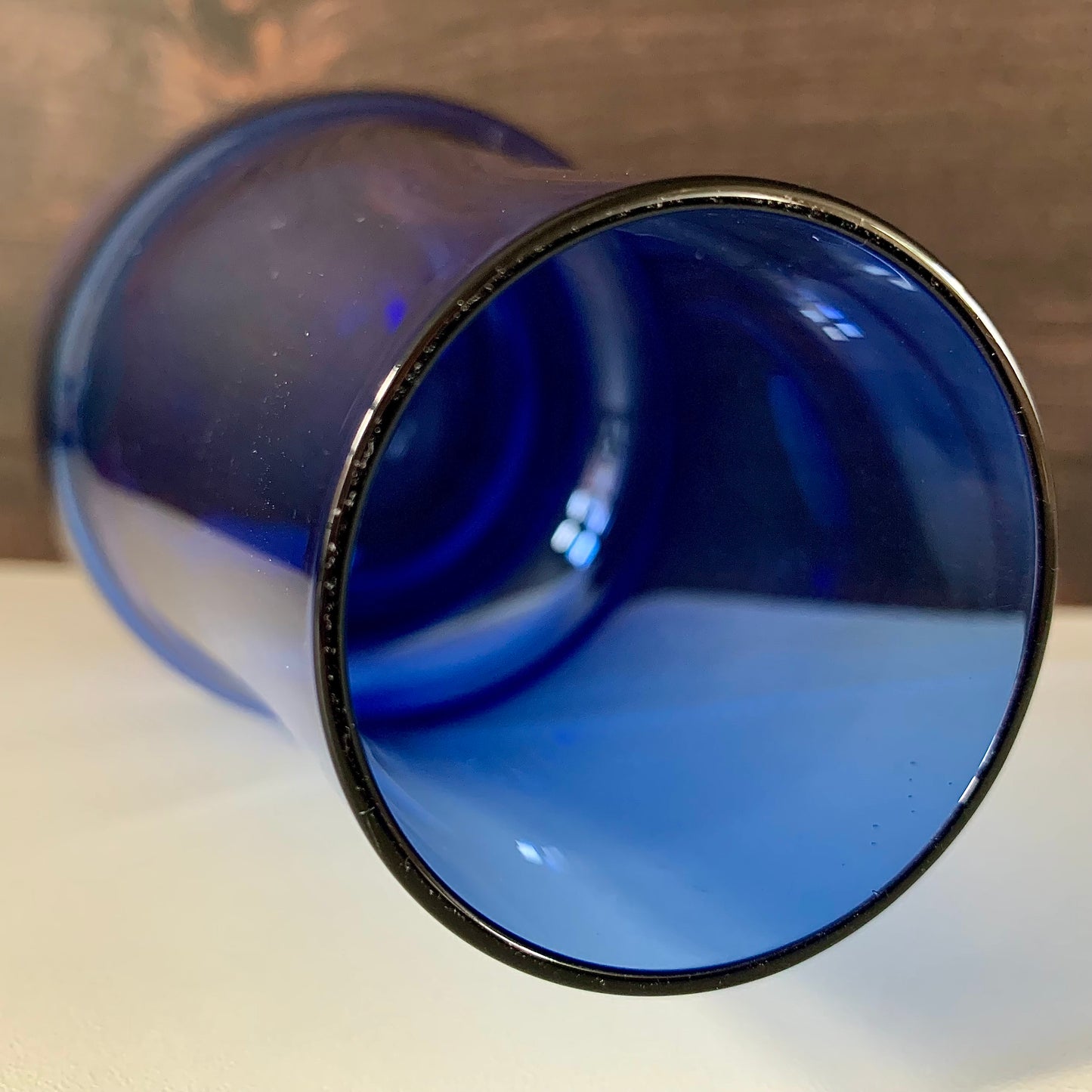 Vintage Riihimaki Finnish Blue Piippu Glass Vase