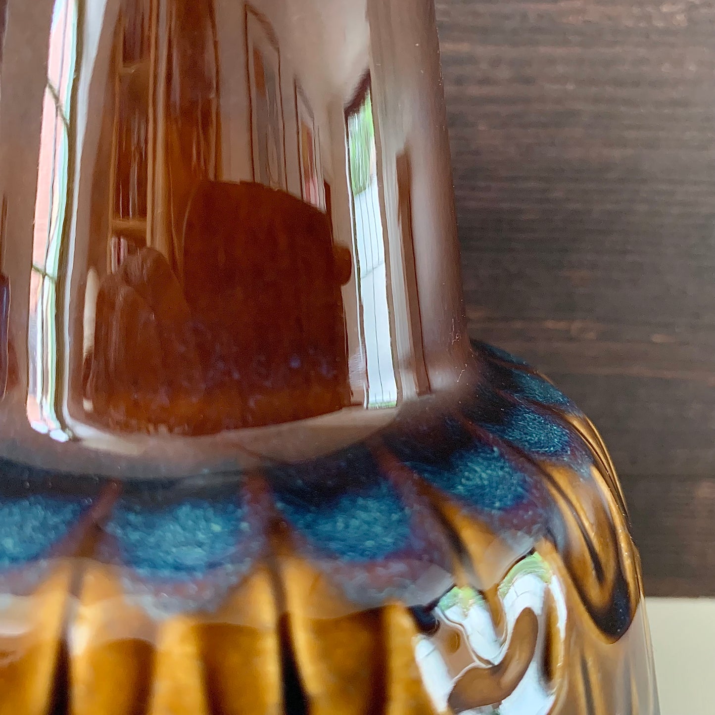 Soholm Pottery Amber Blue Danish Table Lamp Vintage 1960s Retro 1015