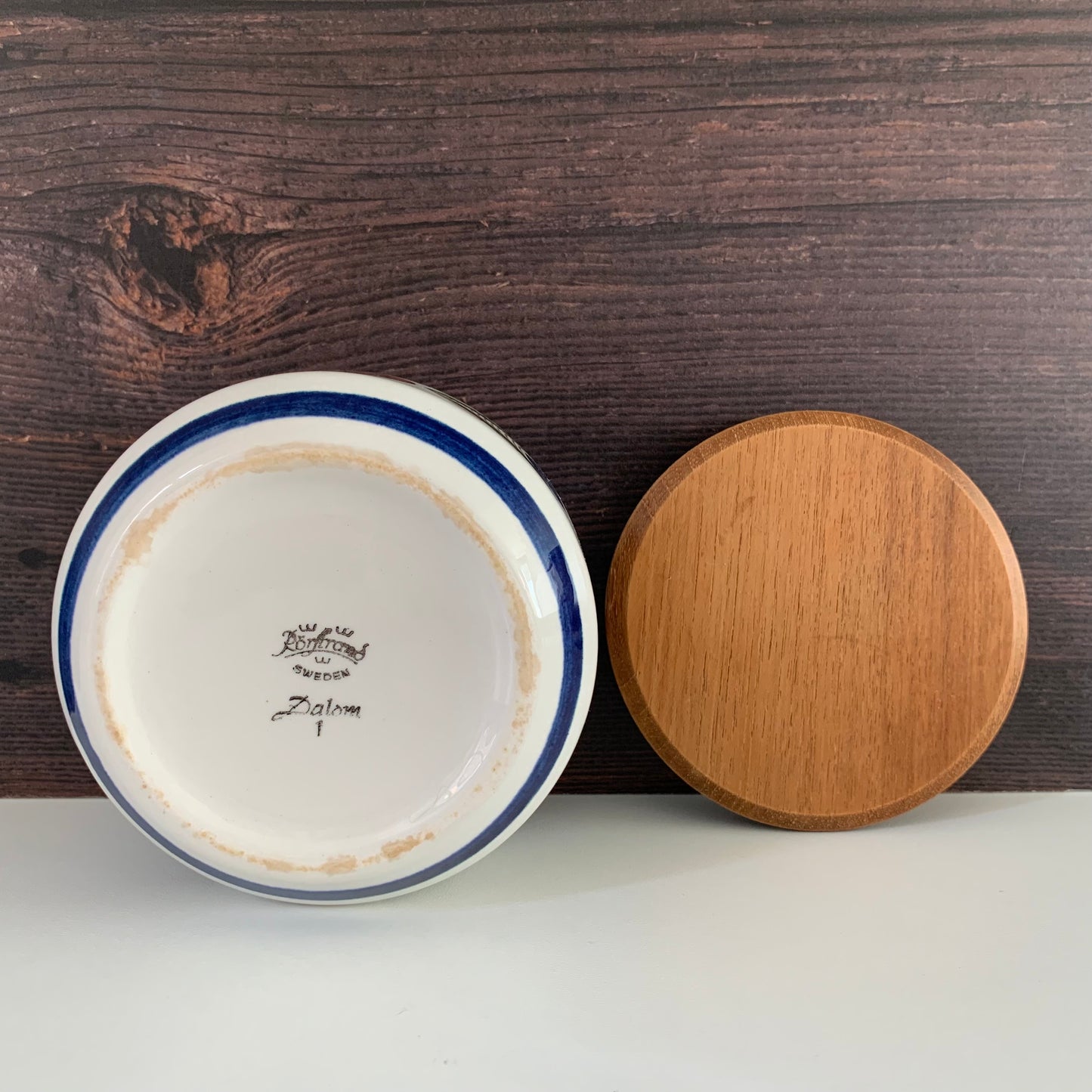 Rorstrand Dalom Swedish Teak Lidded Ceramic Herring Dish Scandinavian Pottery