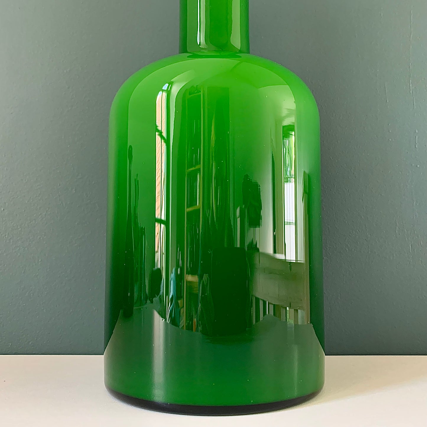 Holmegaard Green Cased Glass Otto Brauer Gulvvase Danish Design 1960s Gul Vase