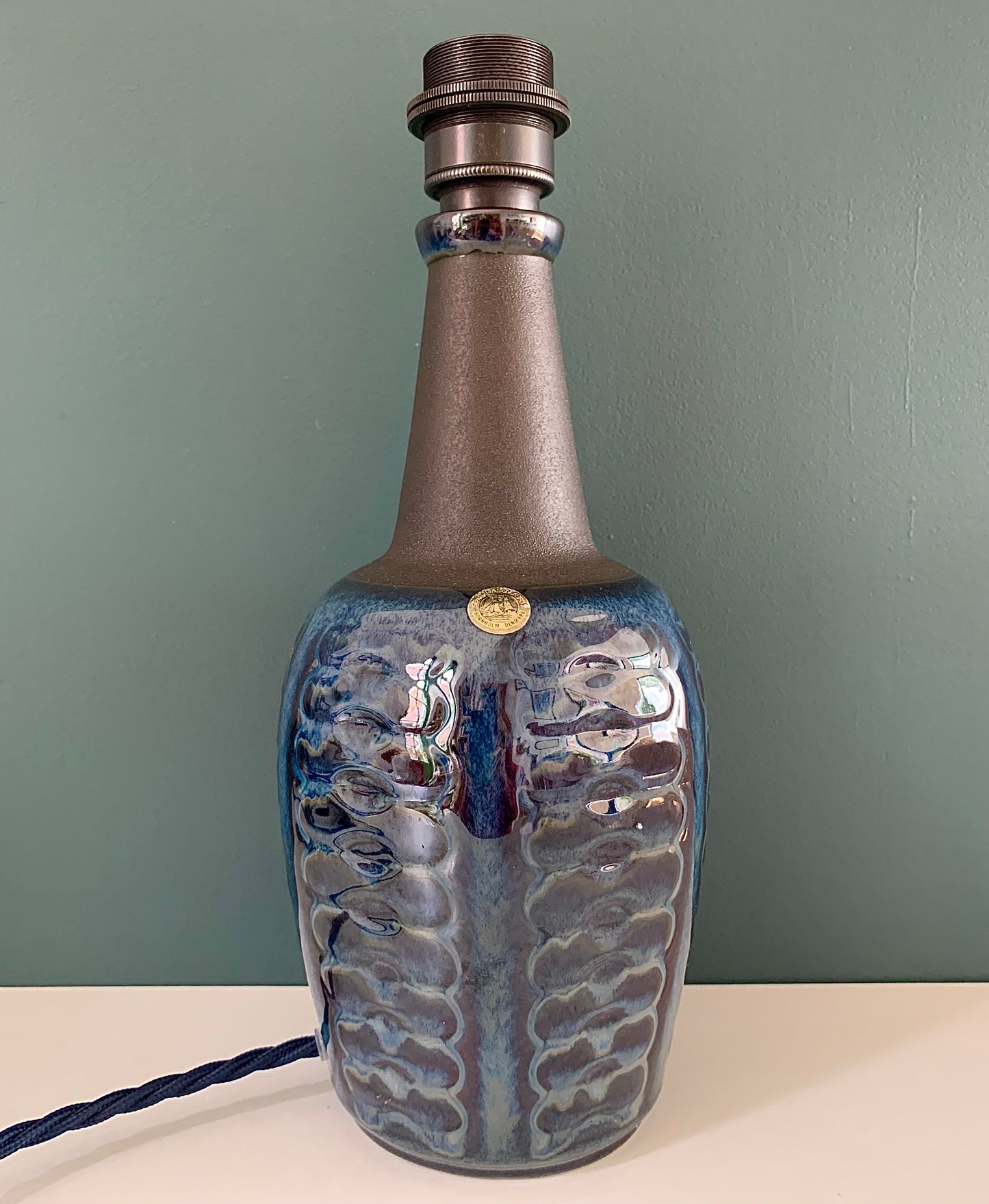 Soholm Pottery Blue Danish Table Lamp Vintage 1960s Retro 3329