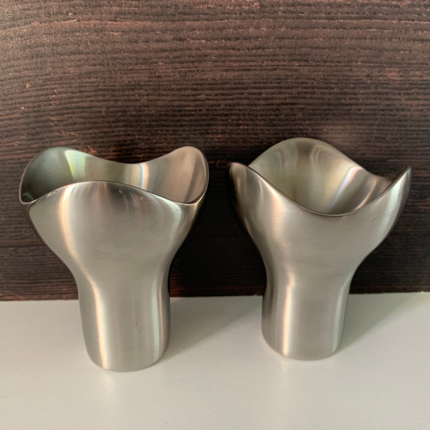 Georg Jensen Bloom Steel Candle Holders (Pair) Danish Design