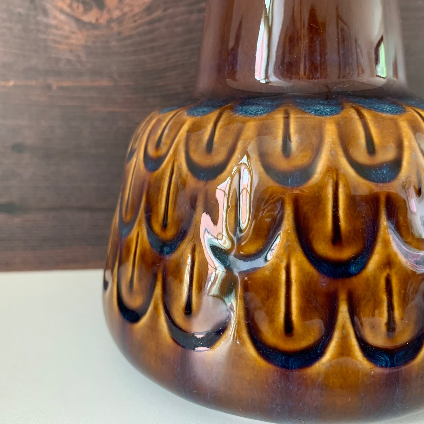 Soholm Pottery Amber Blue Danish Table Lamp Vintage 1960s Retro 1015