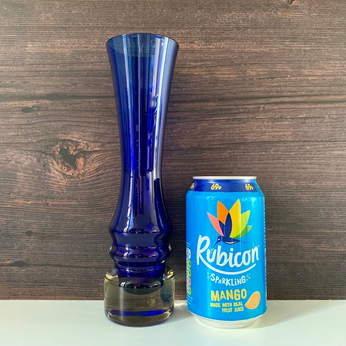 SEA Glasbruk Cobalt Blue Glass Bud Vase 1960s 1970s Kosta Retro Scandinavian