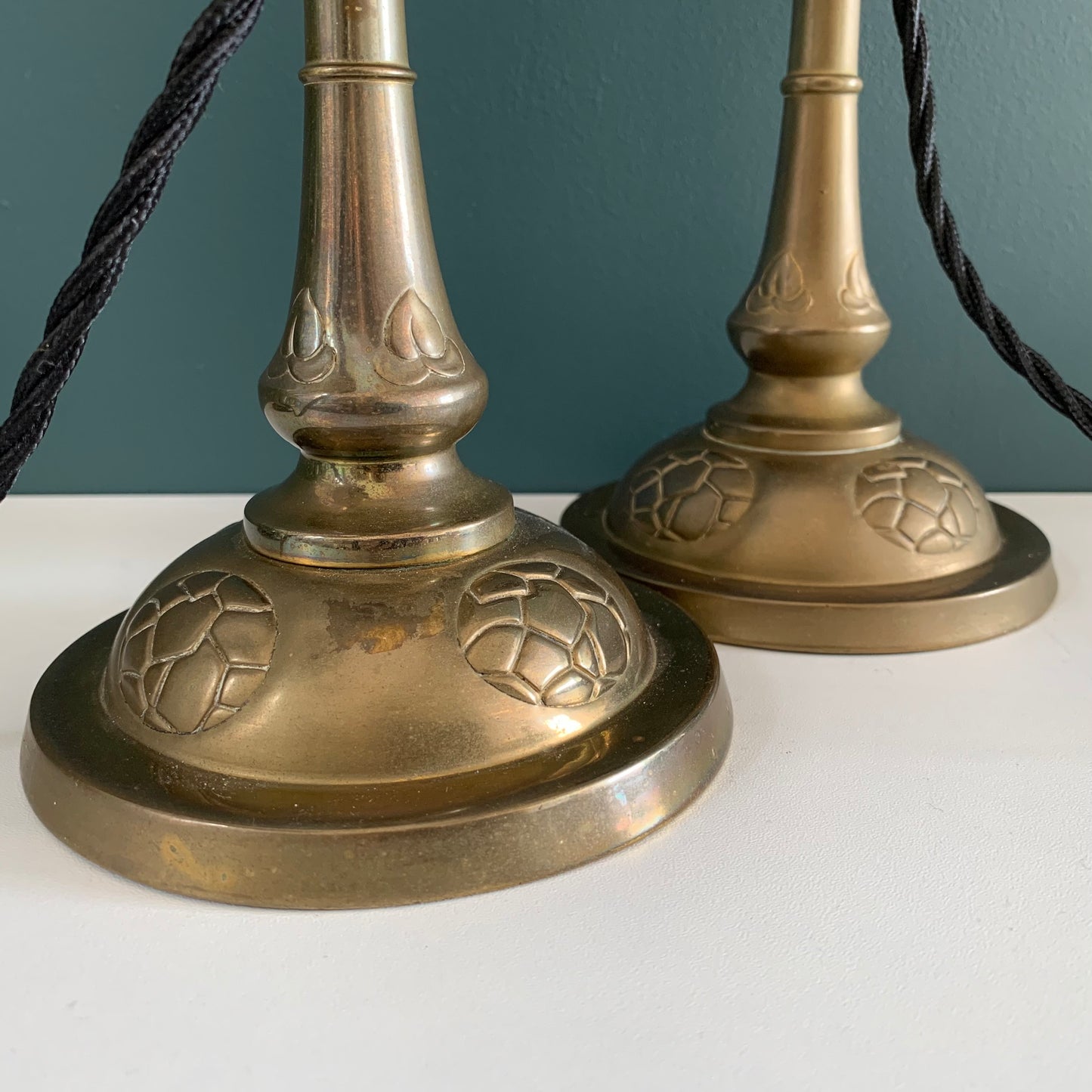 2x Vintage Danish Brass Table Lamps Ships Light Retro Vintage Art Deco Lighting