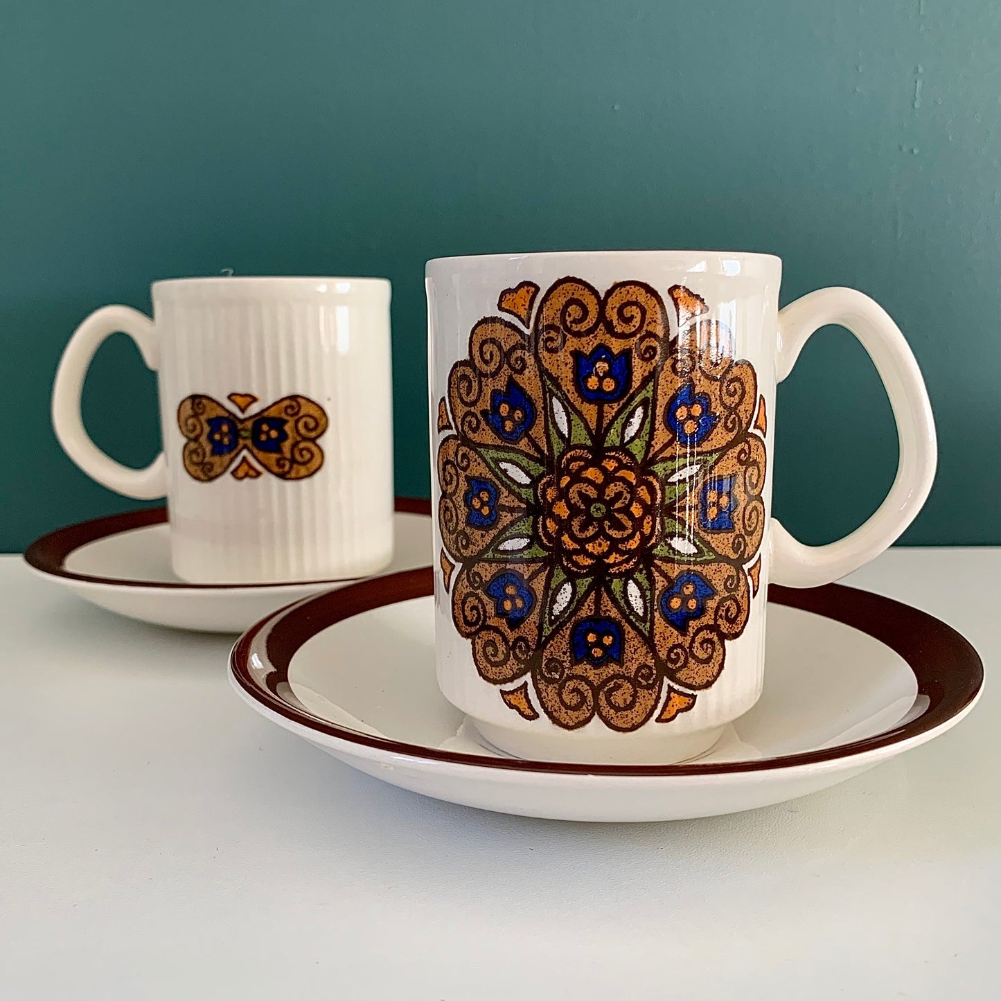 Vintage British Price Kensington Ceramic Espresso Cups & Saucers English 1960s 1970s Gifts Presents