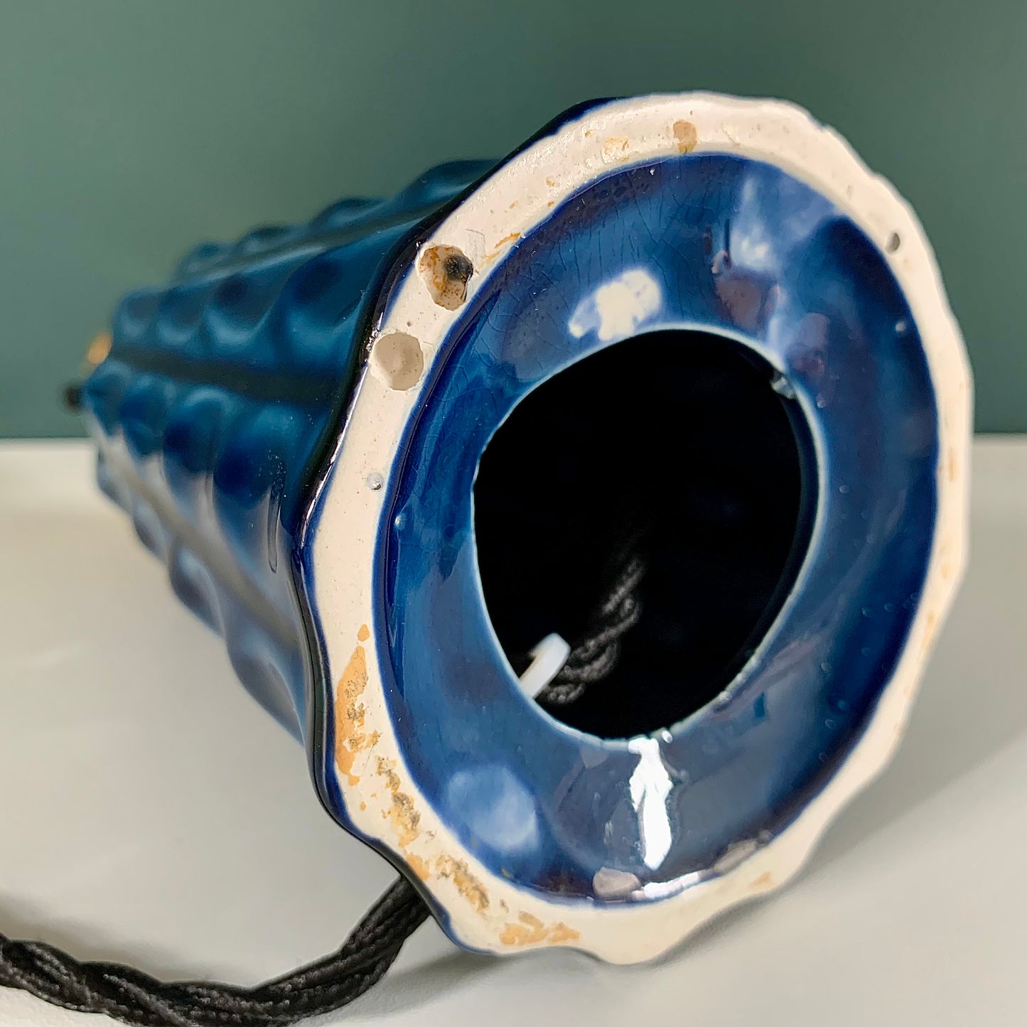Soholm Danish Petrol Blue Table Lamp Vintage 1970s Retro Scandi Light